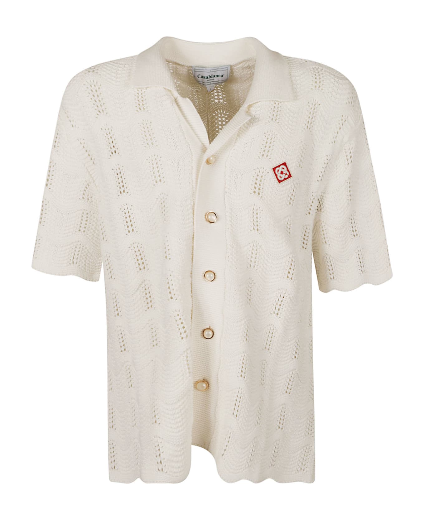 Casablanca Crochet Wave Cotton Shirt - White