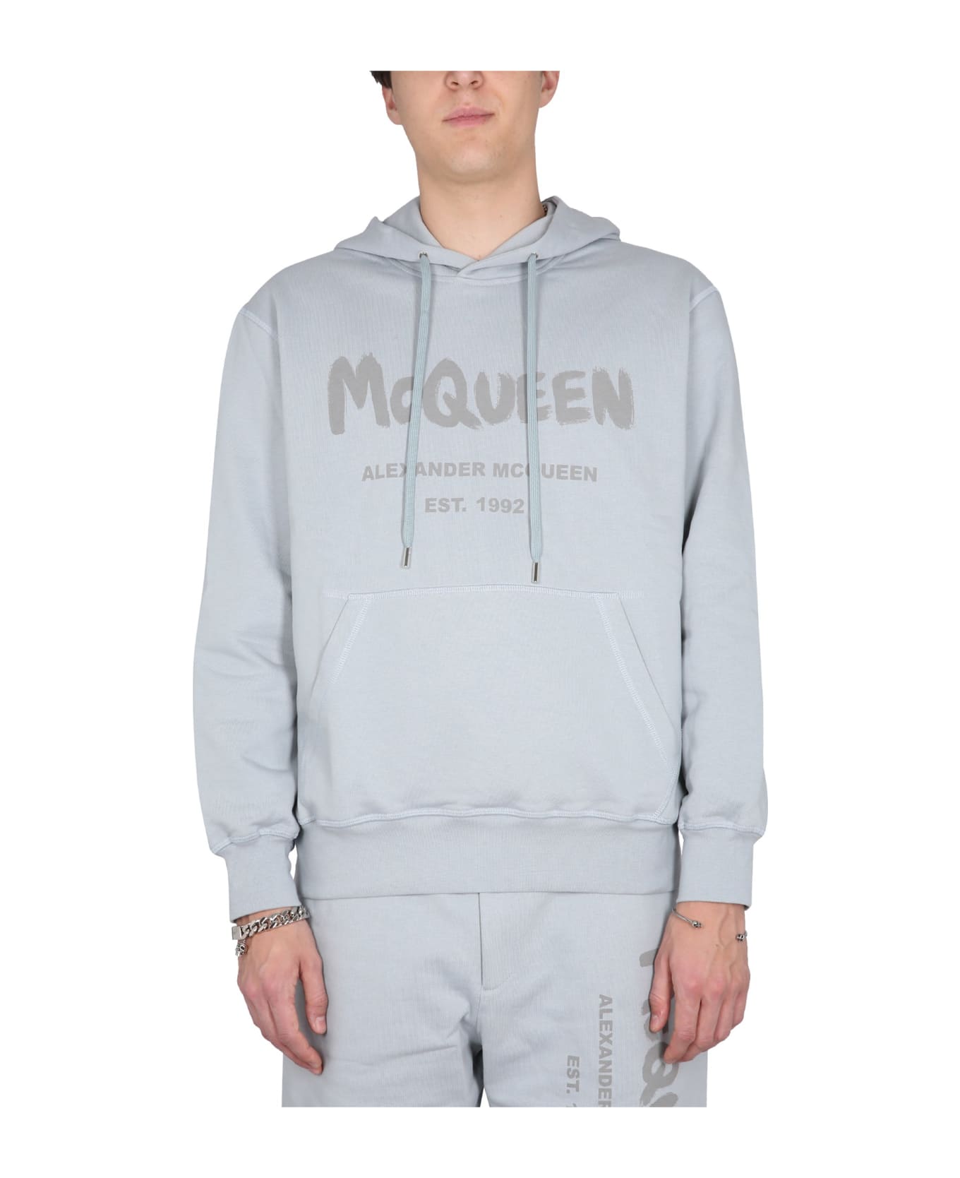 Alexander McQueen Graffiti Logo Print Sweatshirt - Gray フリース