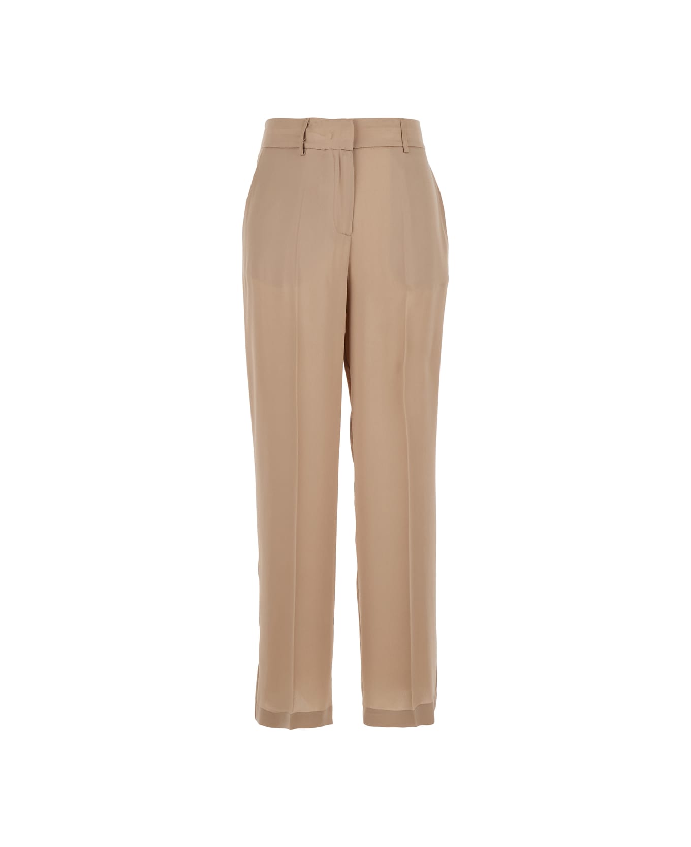SEMICOUTURE Beige Satin Finish Trousers In Acetate And Silk Blend Woman - Beige