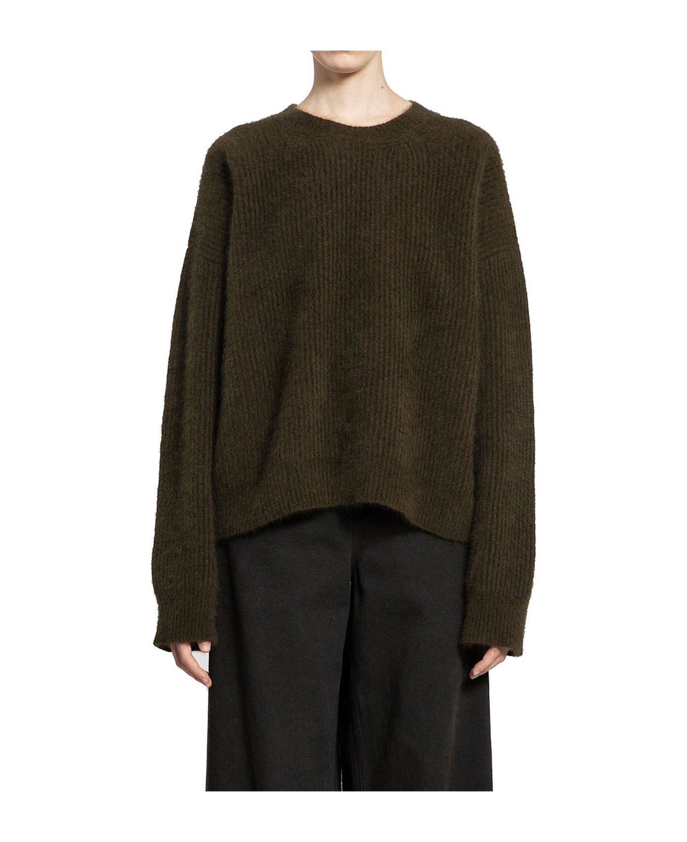 Uma Wang Crewneck Knitted Jumper - ARMY GREEN