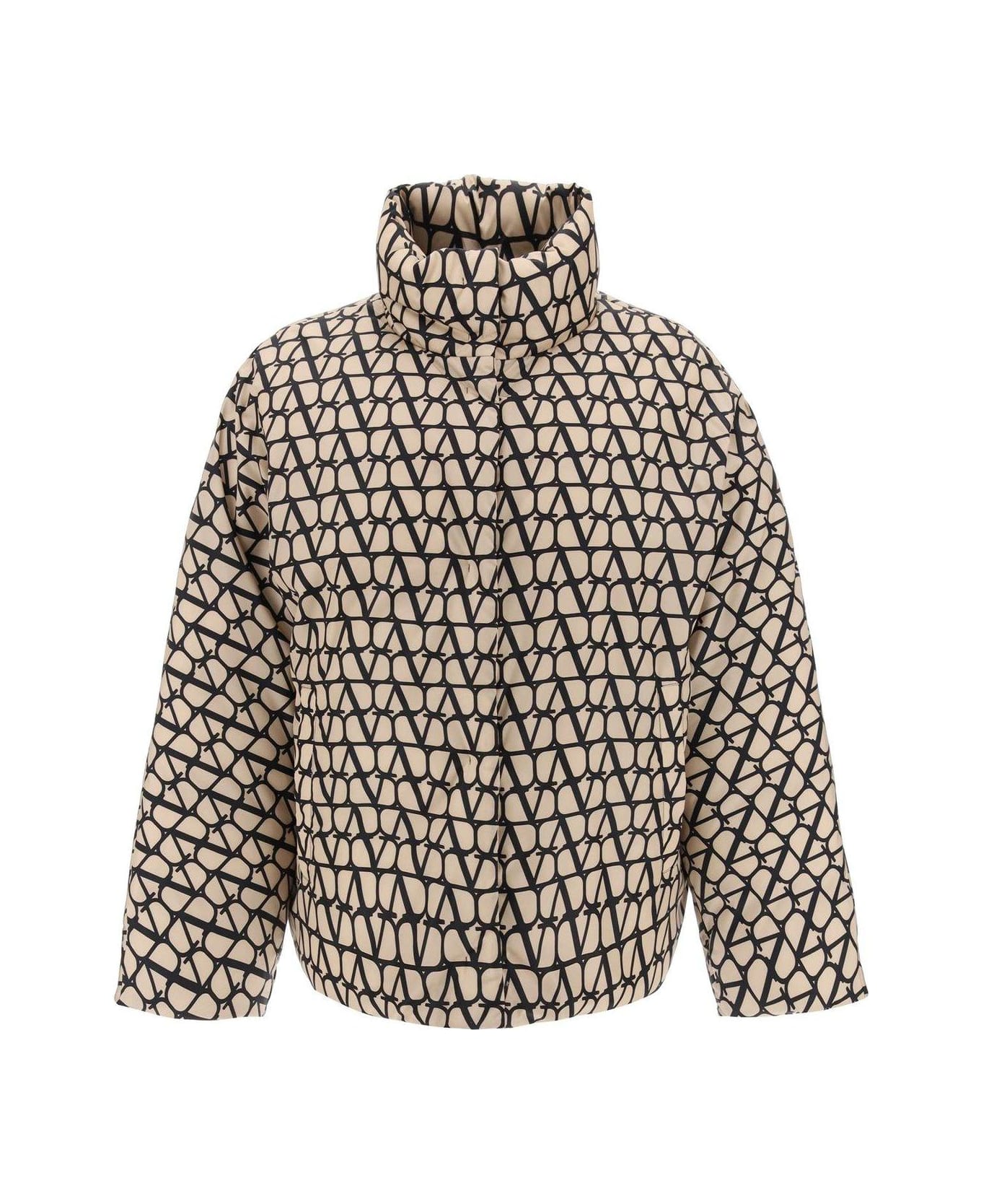 Valentino Toile Iconographe High Neck Puffer Jacket - Beige