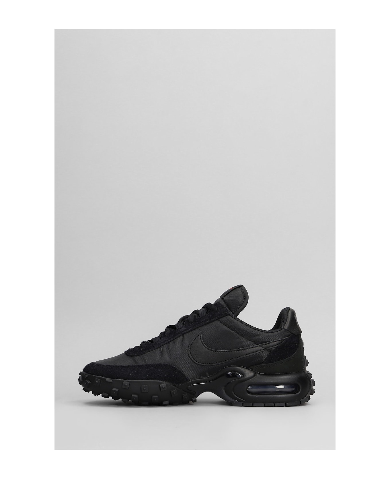 Nike Air Max Waffle Sneakers In Black Suede And Fabric - black