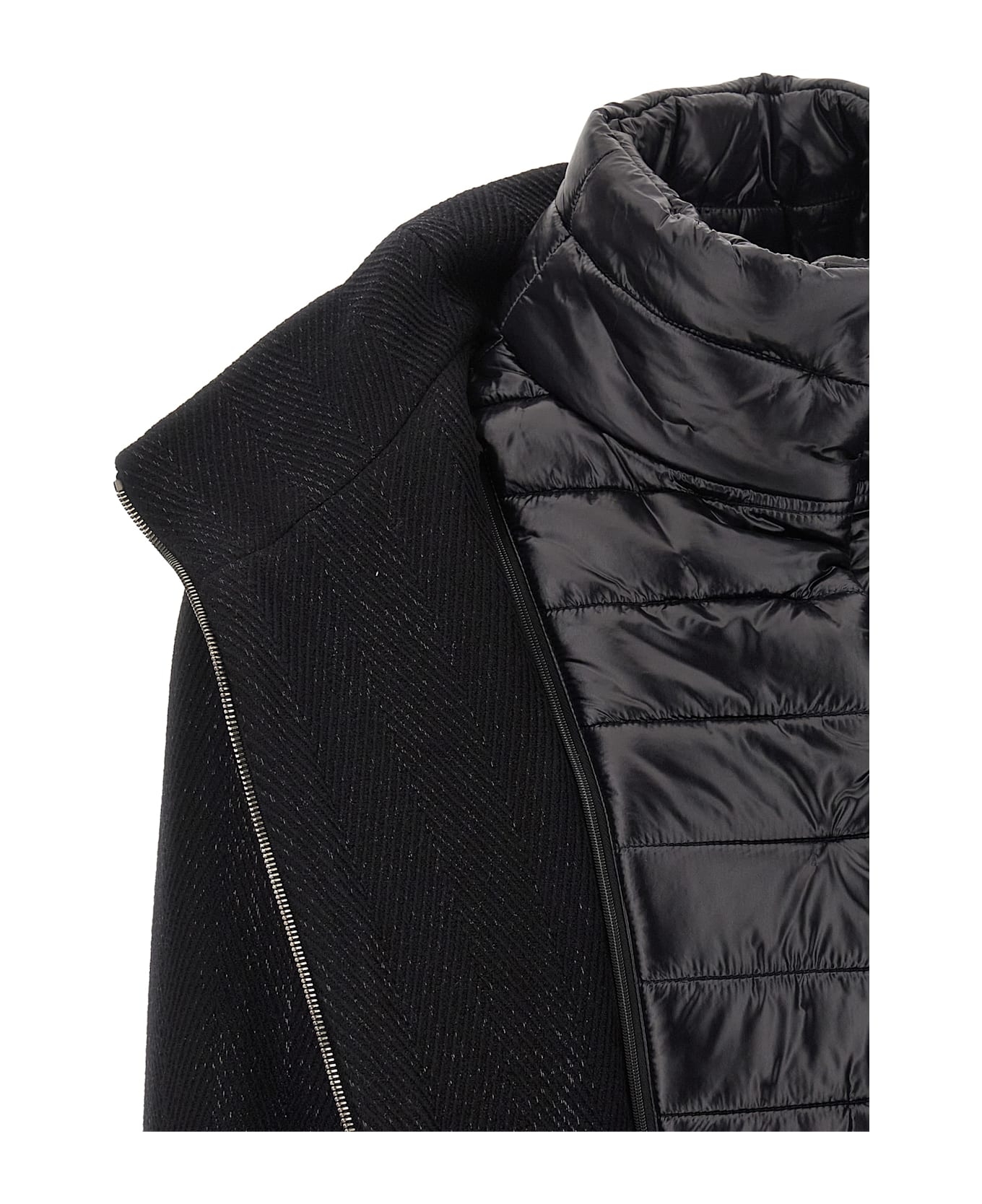 Herno Lamé Thread And Wool Coat - Black  