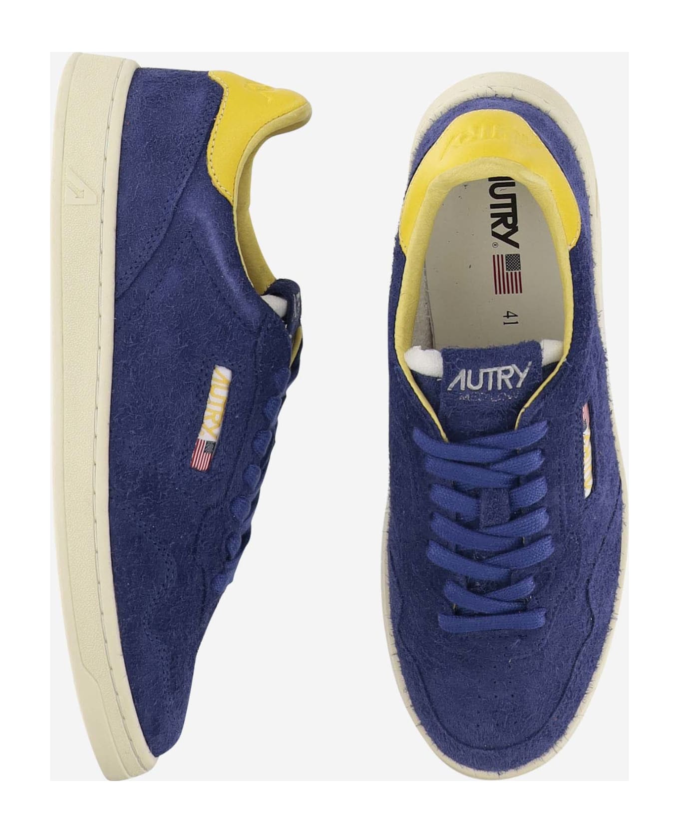 Autry Medalist Low Sneakers In Suede Hair Sand Effect - Blue