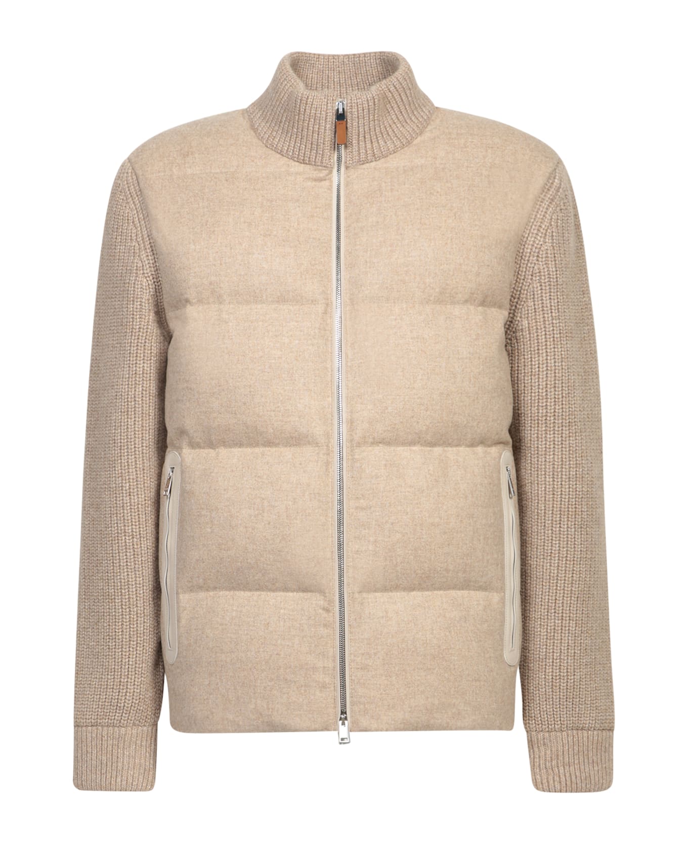 Zegna Beige Cashmere Zip Sweater - Beige