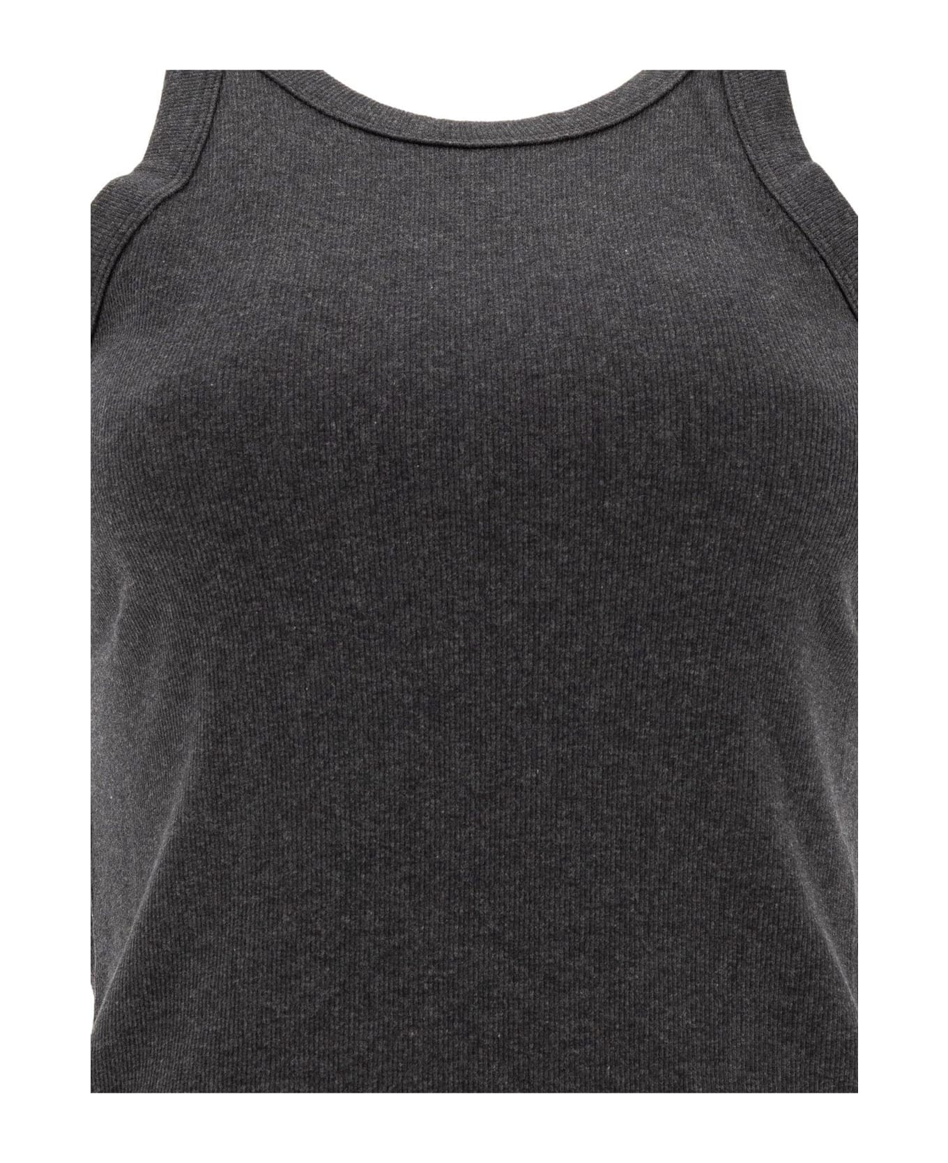 Totême Sleeveless Ribbed Tank Top - CHARCOAL MELANGE