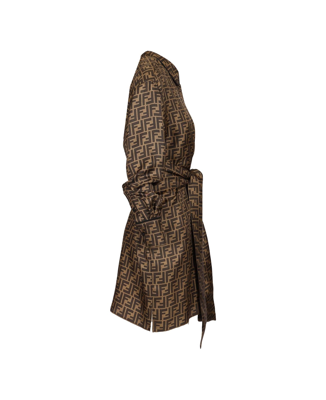 Fendi Silk Twill Dress - Brown