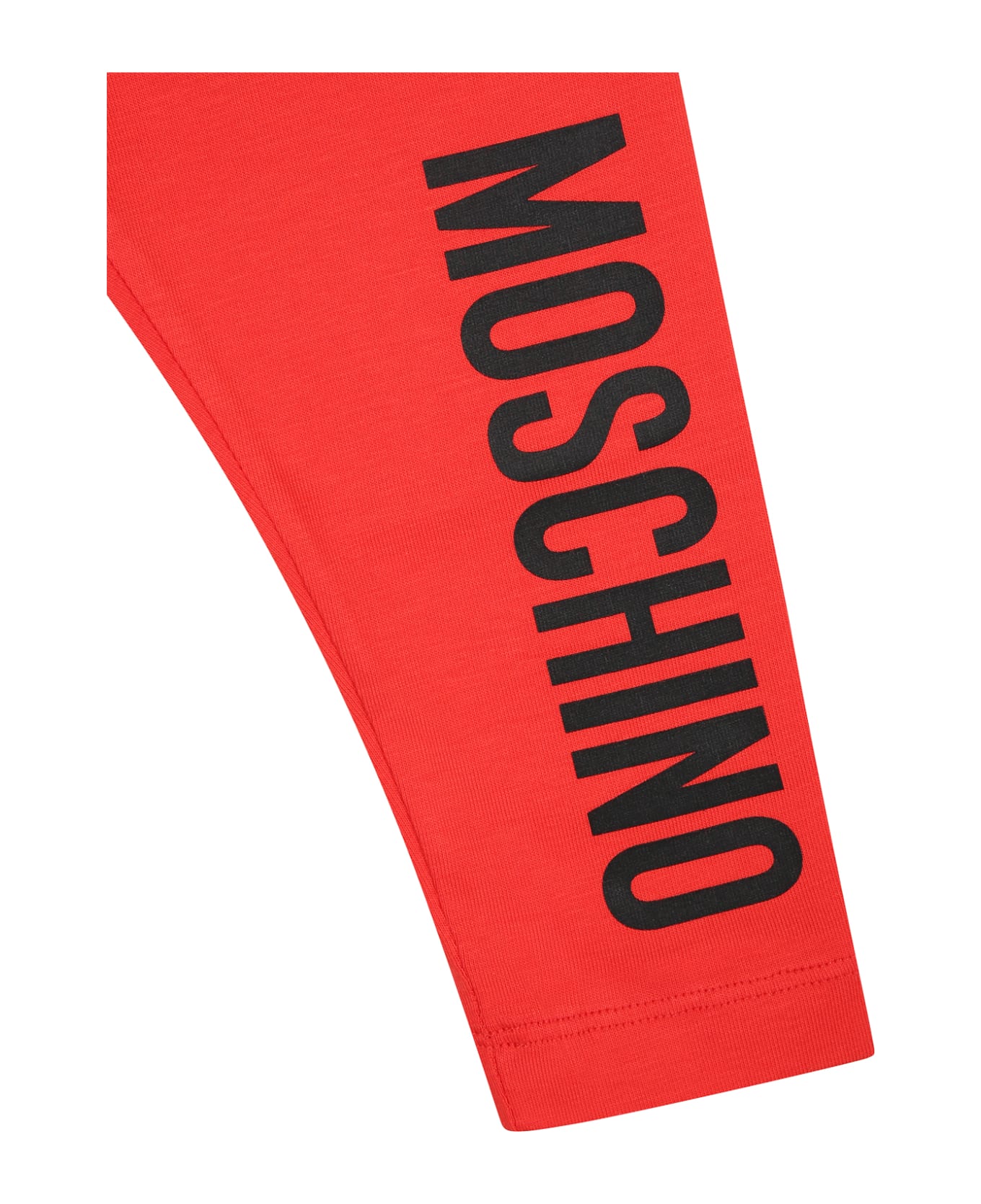 Moschino Red Leggings For Baby Girl With Logo - Red ボトムス