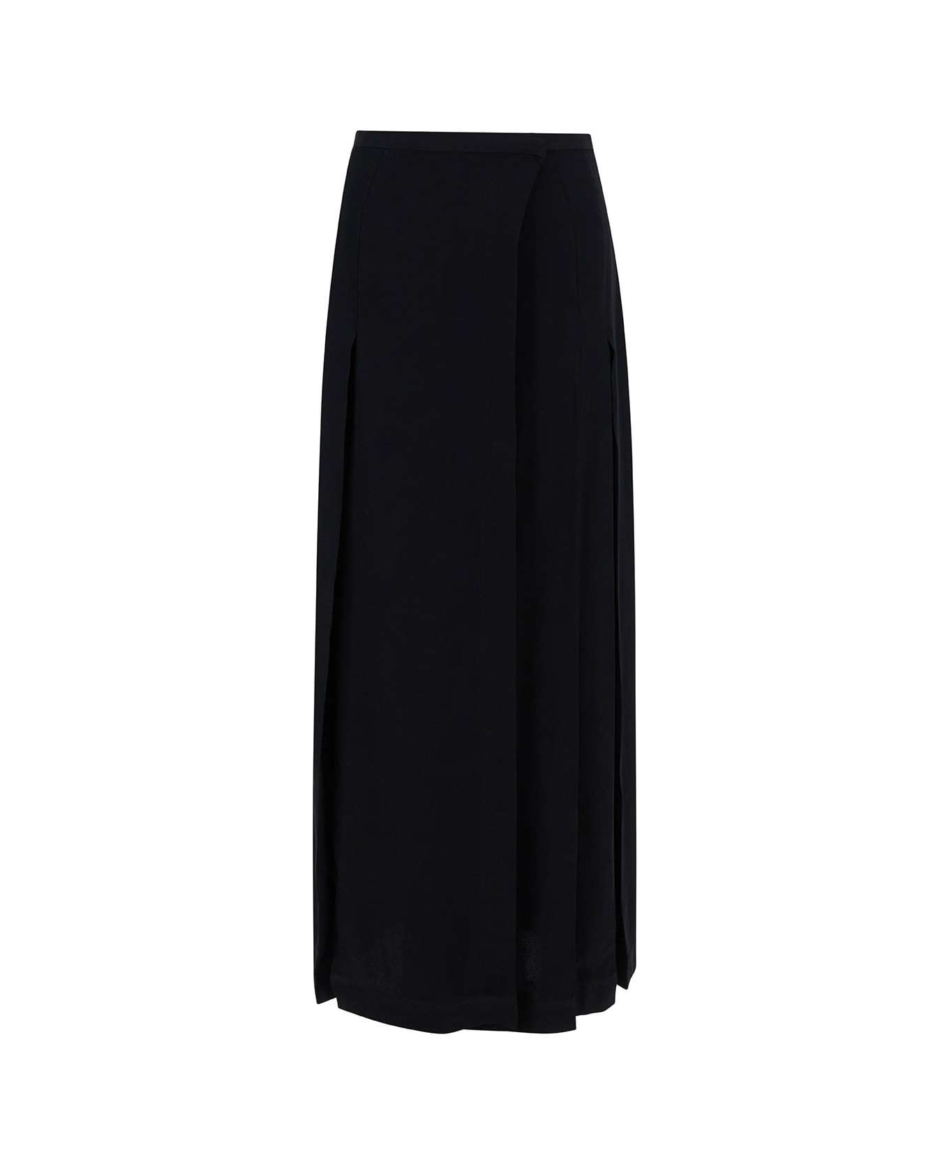 Totême Long Black Wrap Skirt In Viscose Woman - BLACK