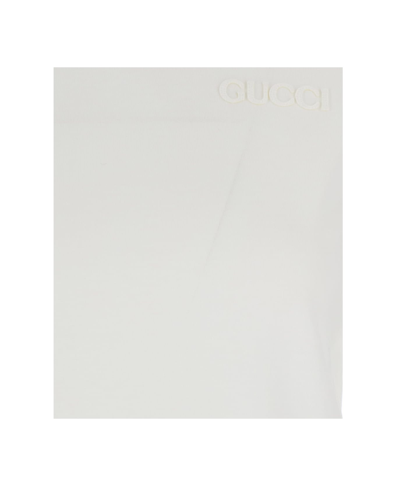 Gucci White T-shirt With Web Detail On The Neck In Cotton Woman - WHITEMIX