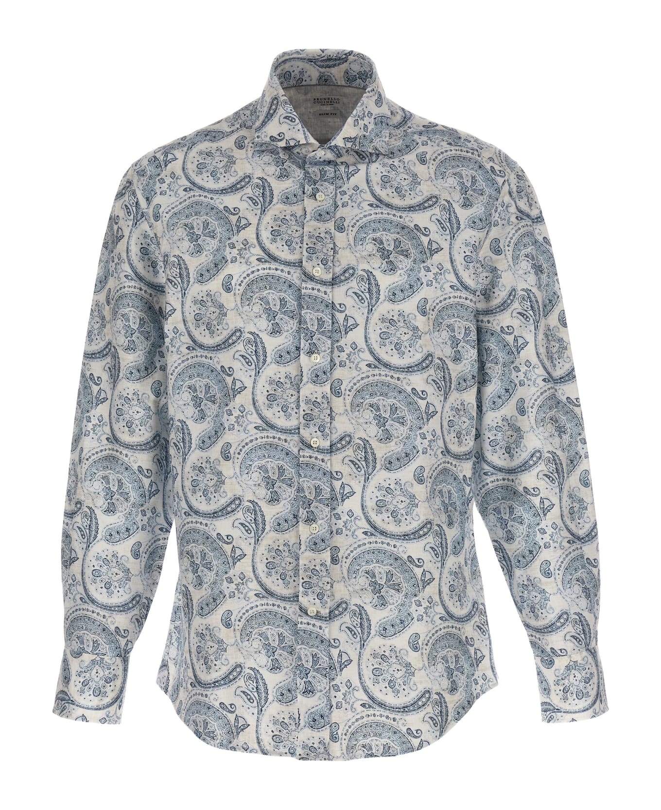 Brunello Cucinelli Pattern-printed Button-up Shirt - Light Blue