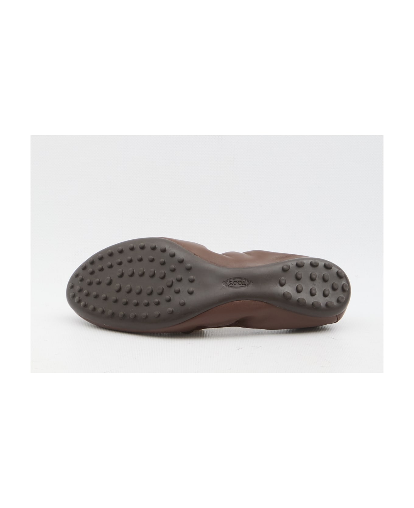 Tod's Ballet Flats With Decorative Rings On The Front In Leather - BROWN