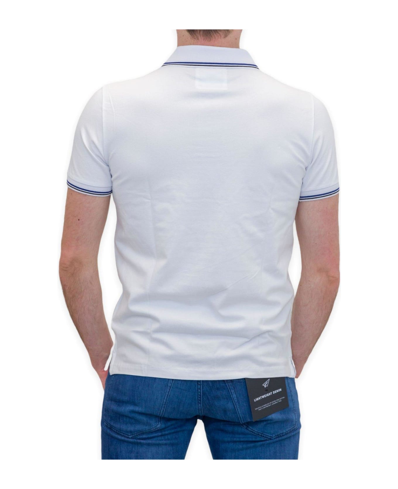 Emporio Armani Logo Printed Short Sleeved Polo Shirt - WHITE