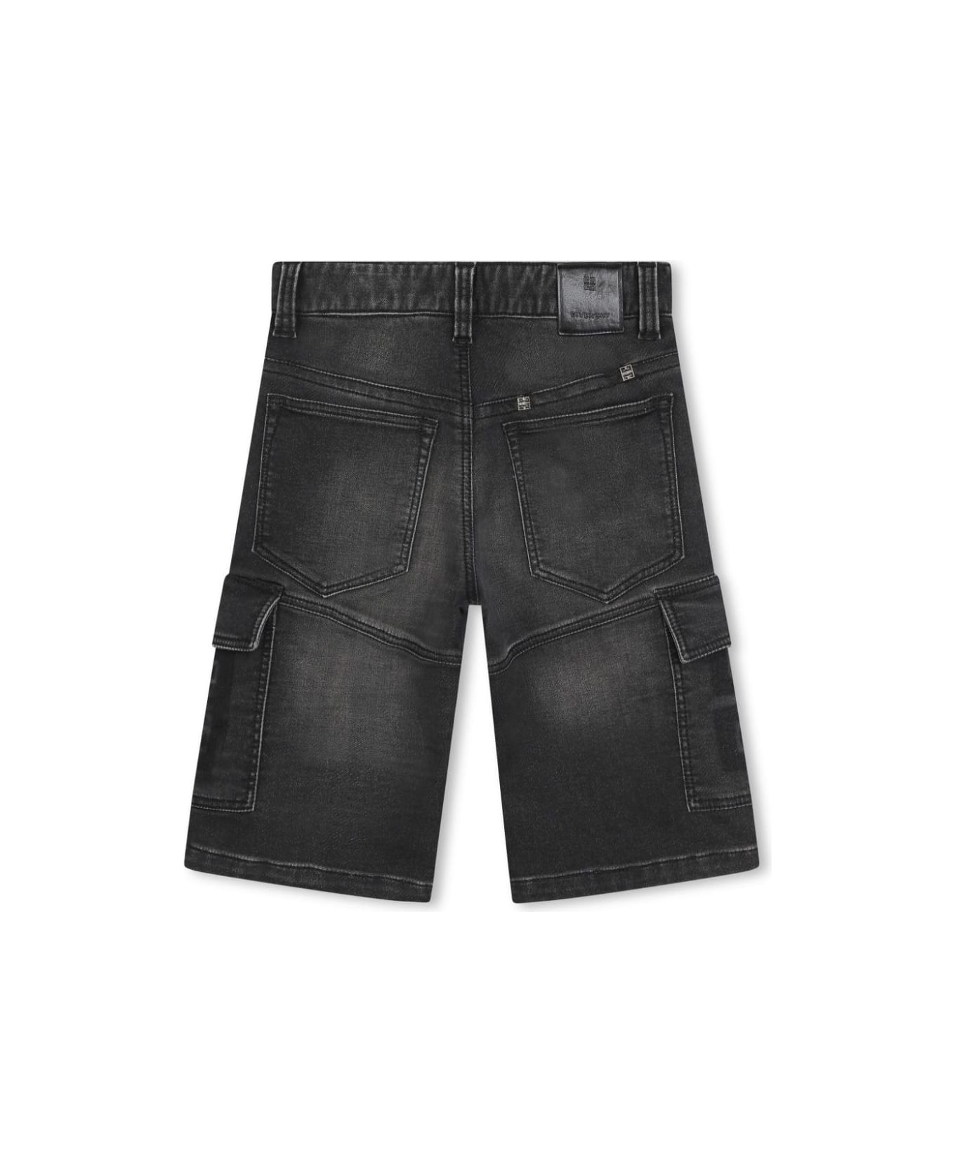 Givenchy 4g Denim Cargo Bermuda Shorts In Black - Black