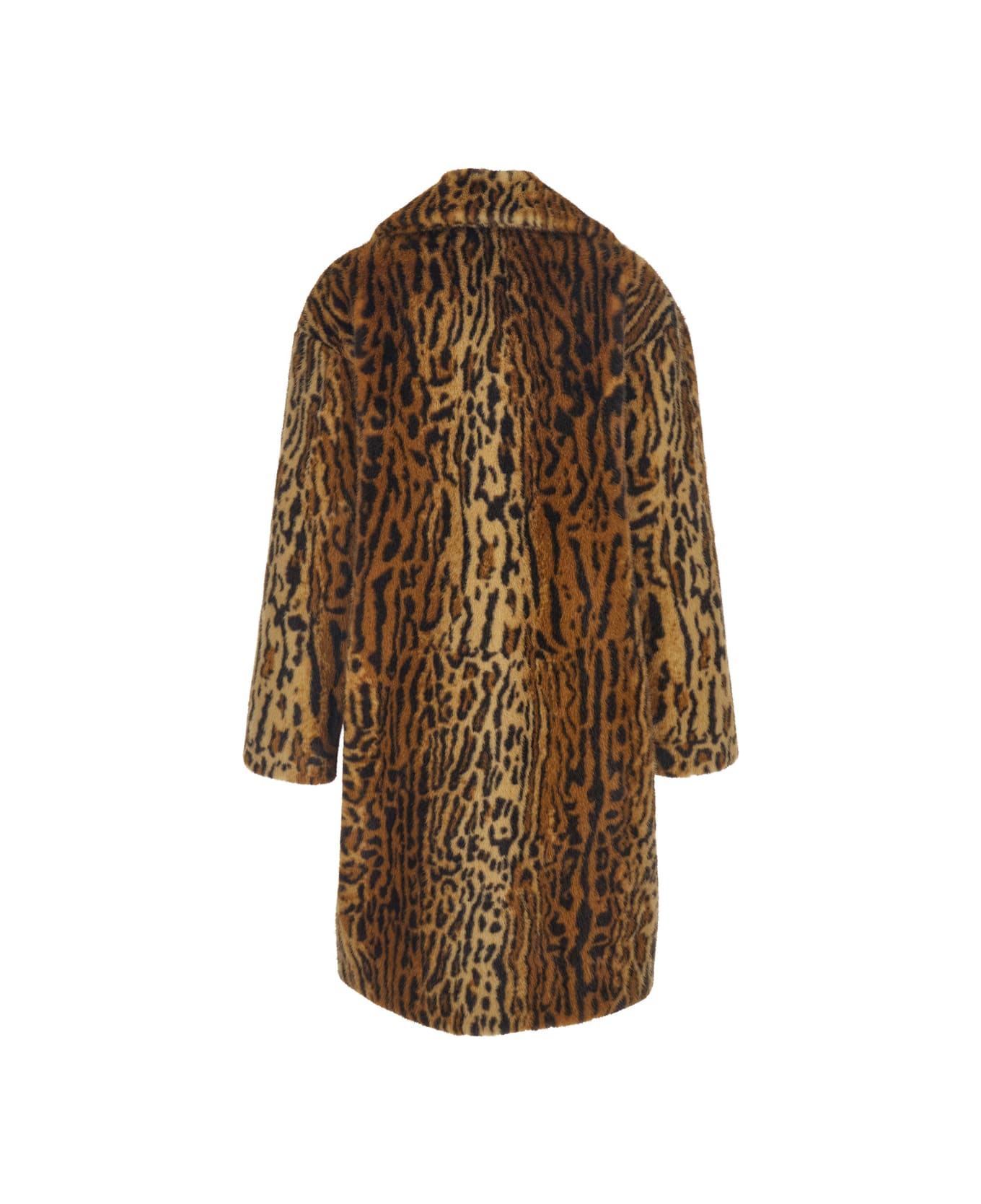 STAND STUDIO 
camille
 Brown Coat With Wide Notched Revers And All-over Leopard Motif In Ecofur Woman - Brown