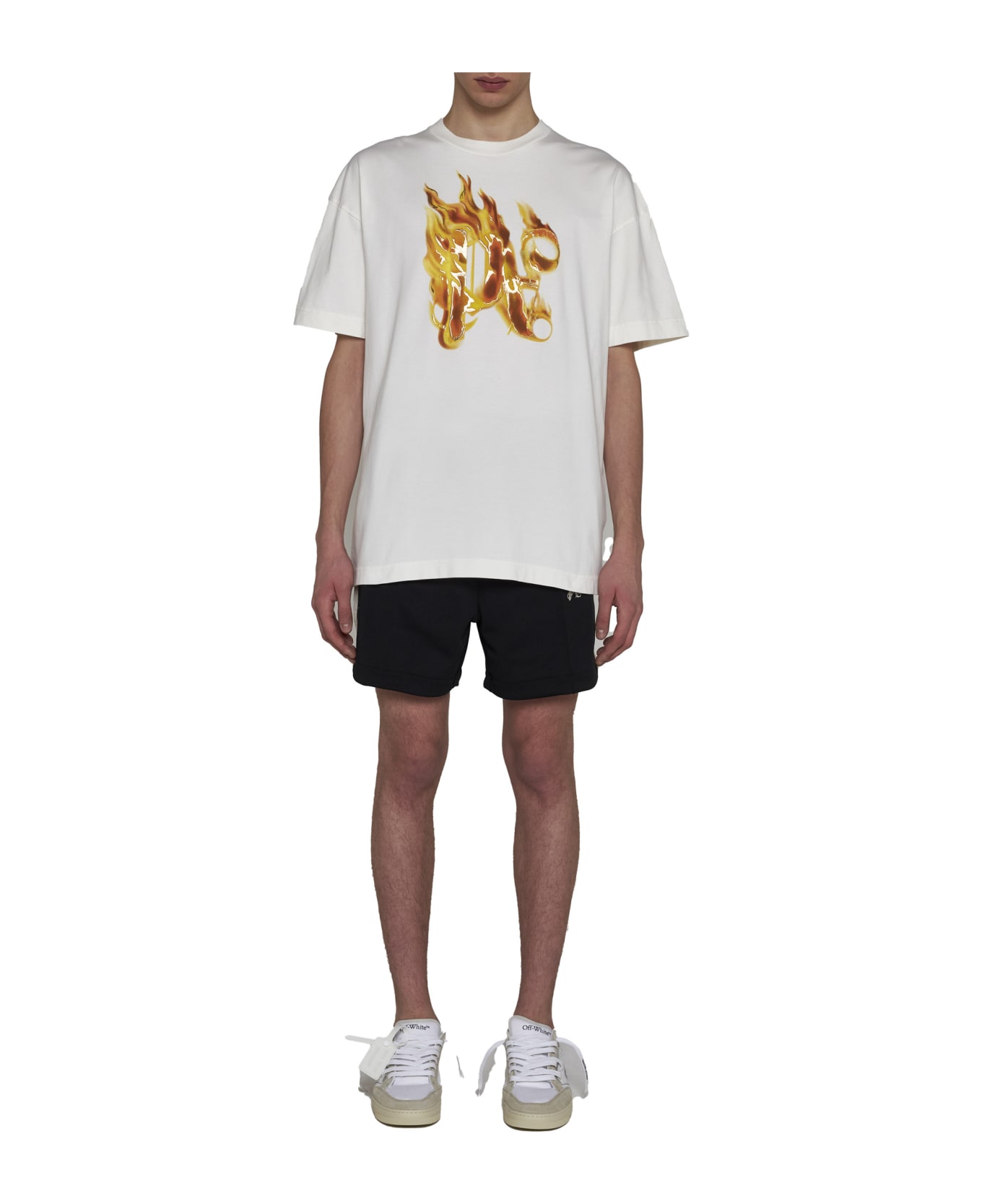 Palm Angels Burning Monogram T-shirt - Off white gold シャツ