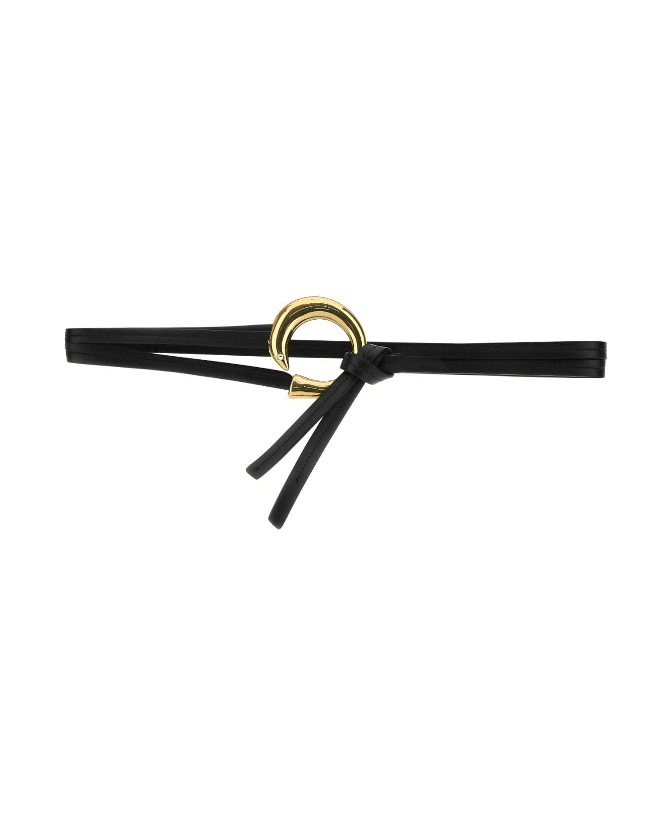 Bottega Veneta Black Leather Sardine Belt - BLACKMBRASS