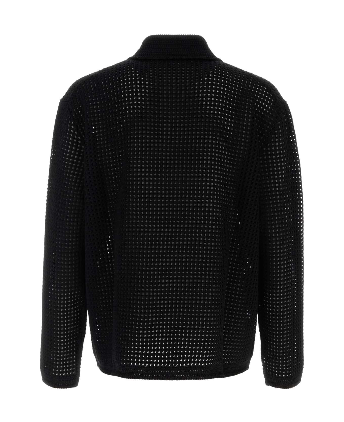 Gucci Black Crochet Polo Shirt - Black