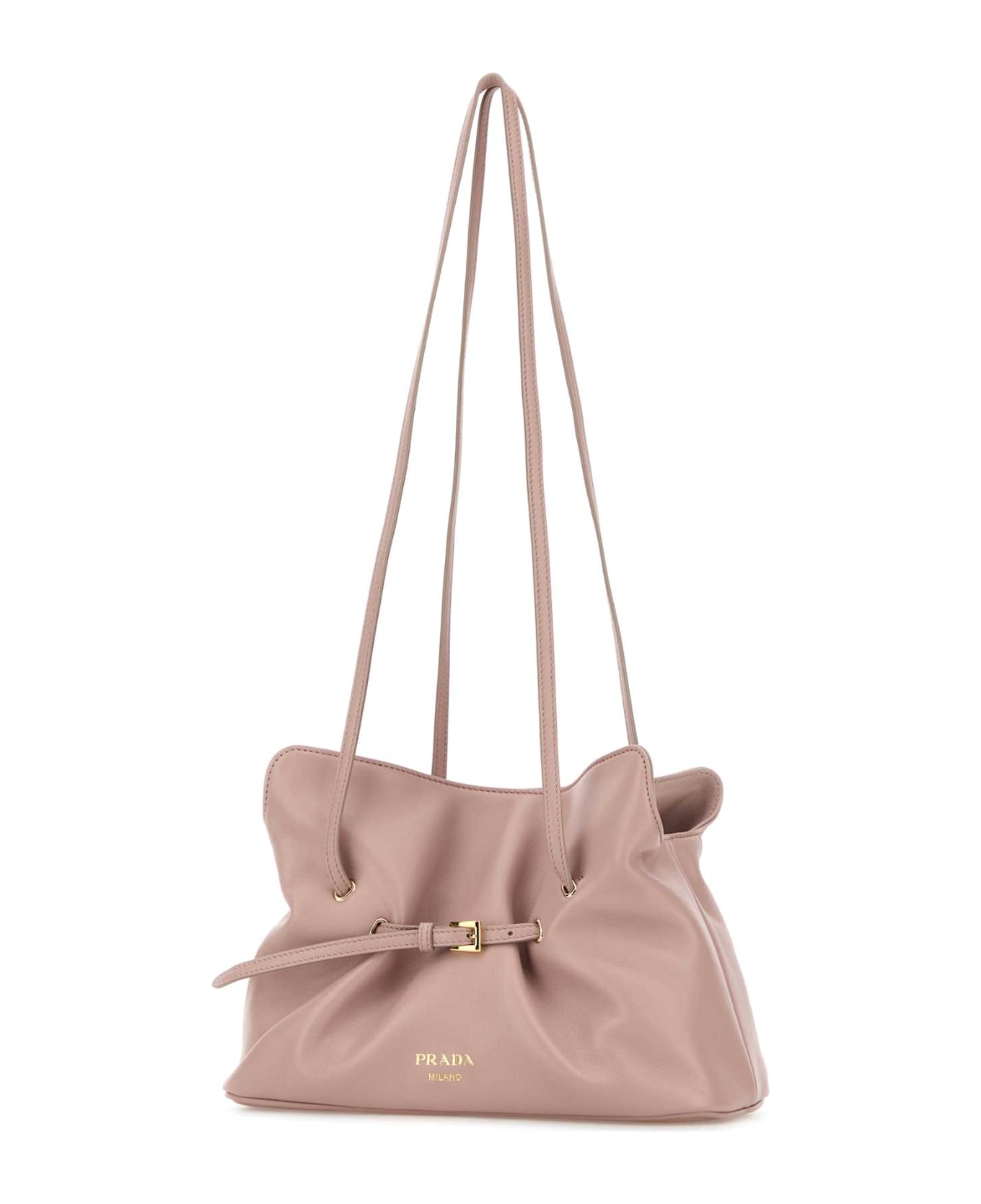 Prada Pink Nappa Leather Small Prada Dana Bucket Bag - OPALE