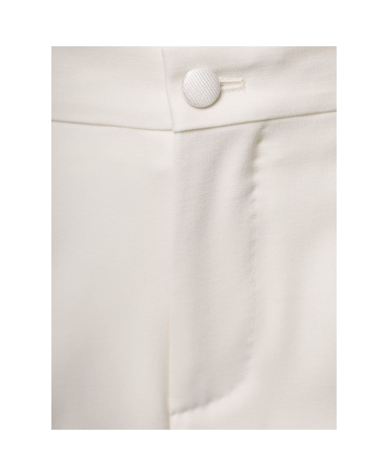 Dolce & Gabbana White Slim Pants With Covered Button In Wool And Silk Blend Man - White