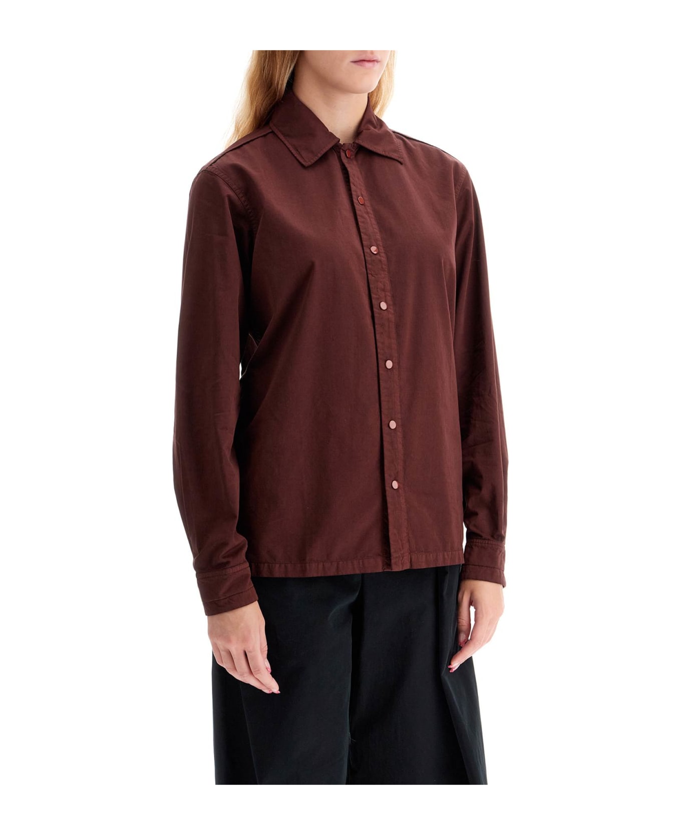 Lemaire Cotton Dyed In The Garment Shirt - COCOA BEAN (Red)