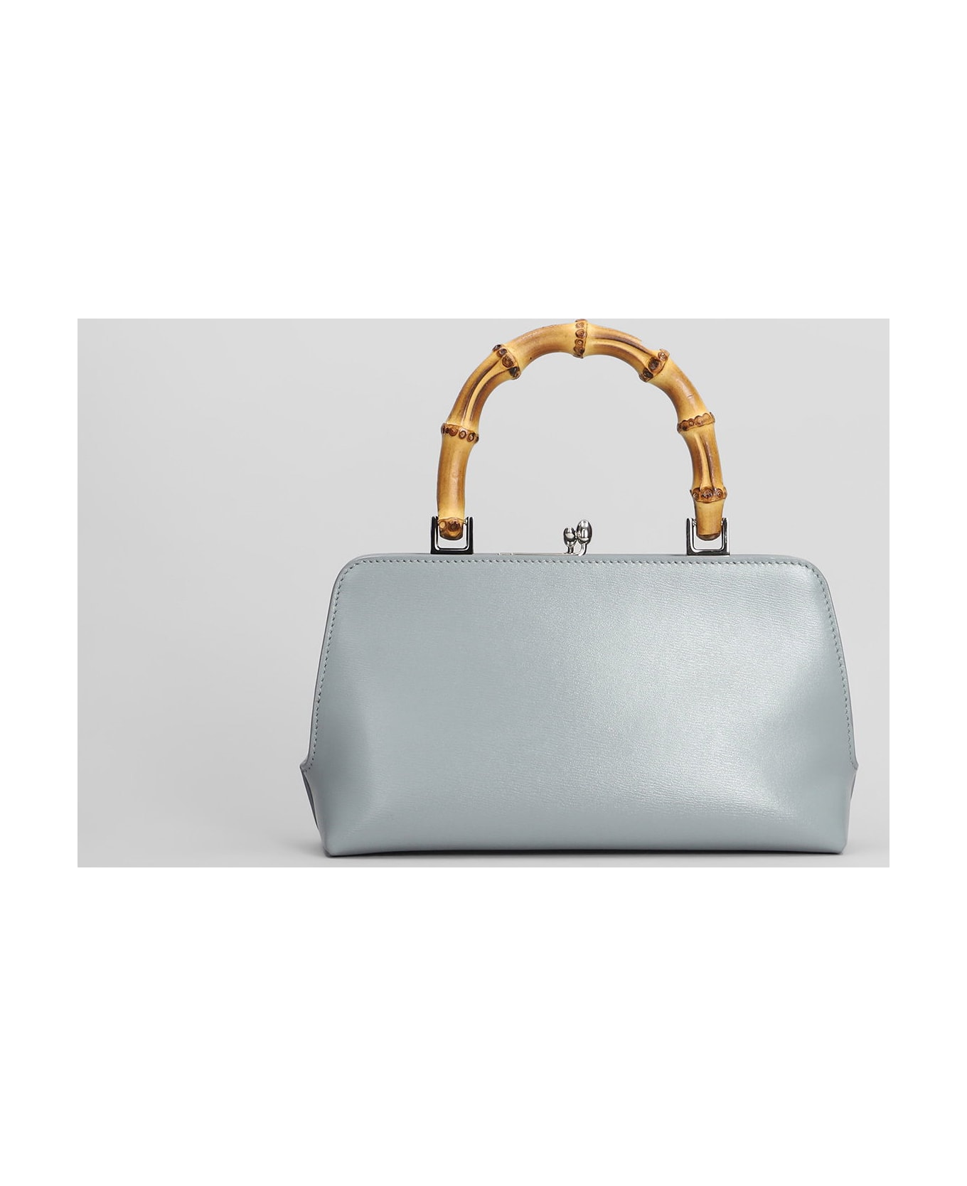 Jil Sander Gojii Bambo Hand Bag In Cyan Leather - cyan
