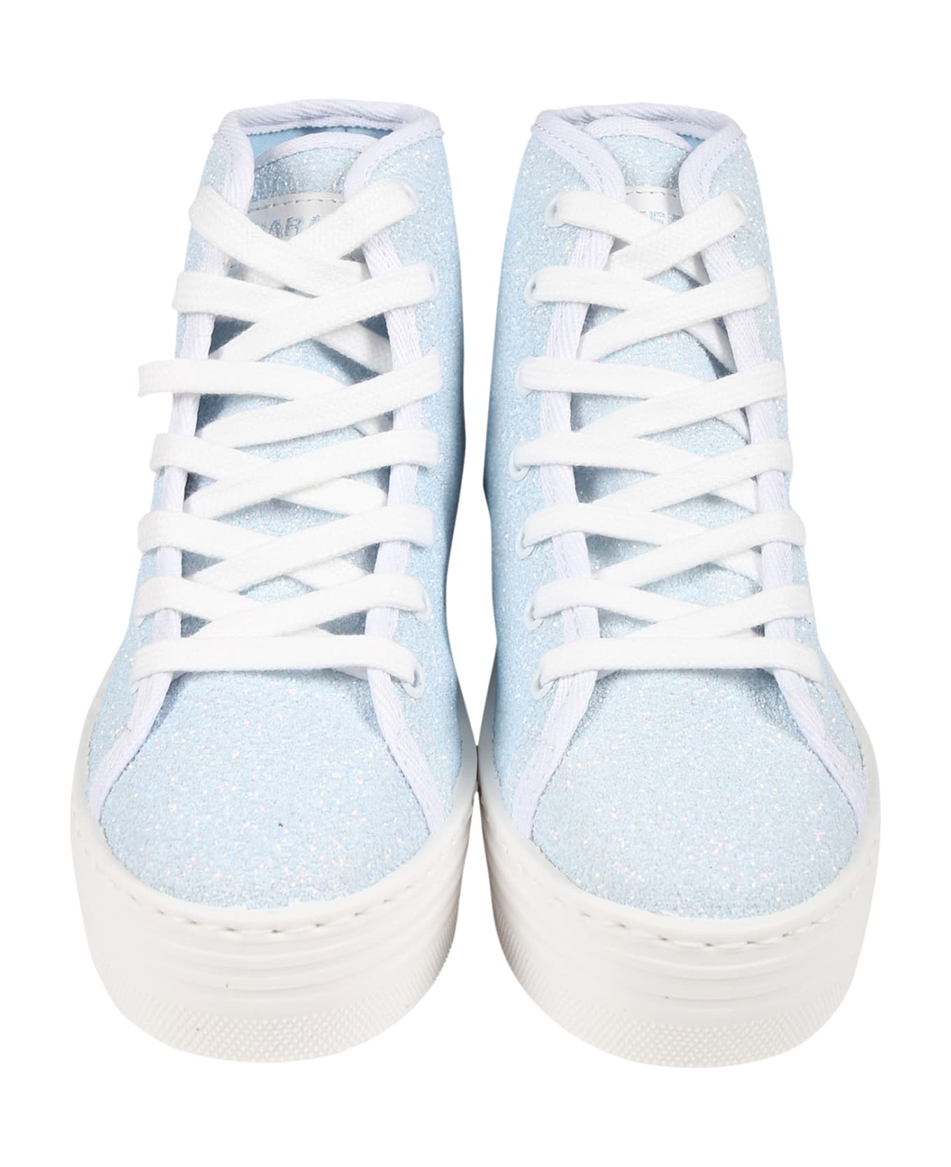 Chiara Ferragni Light Blue Sneakers For Girl With Wink - Blue