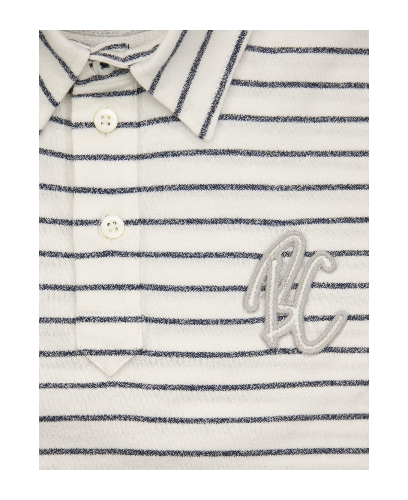 Brunello Cucinelli Cotton And Linen Striped Mouliné Jersey Polo Shirt With Bc Badge - White
