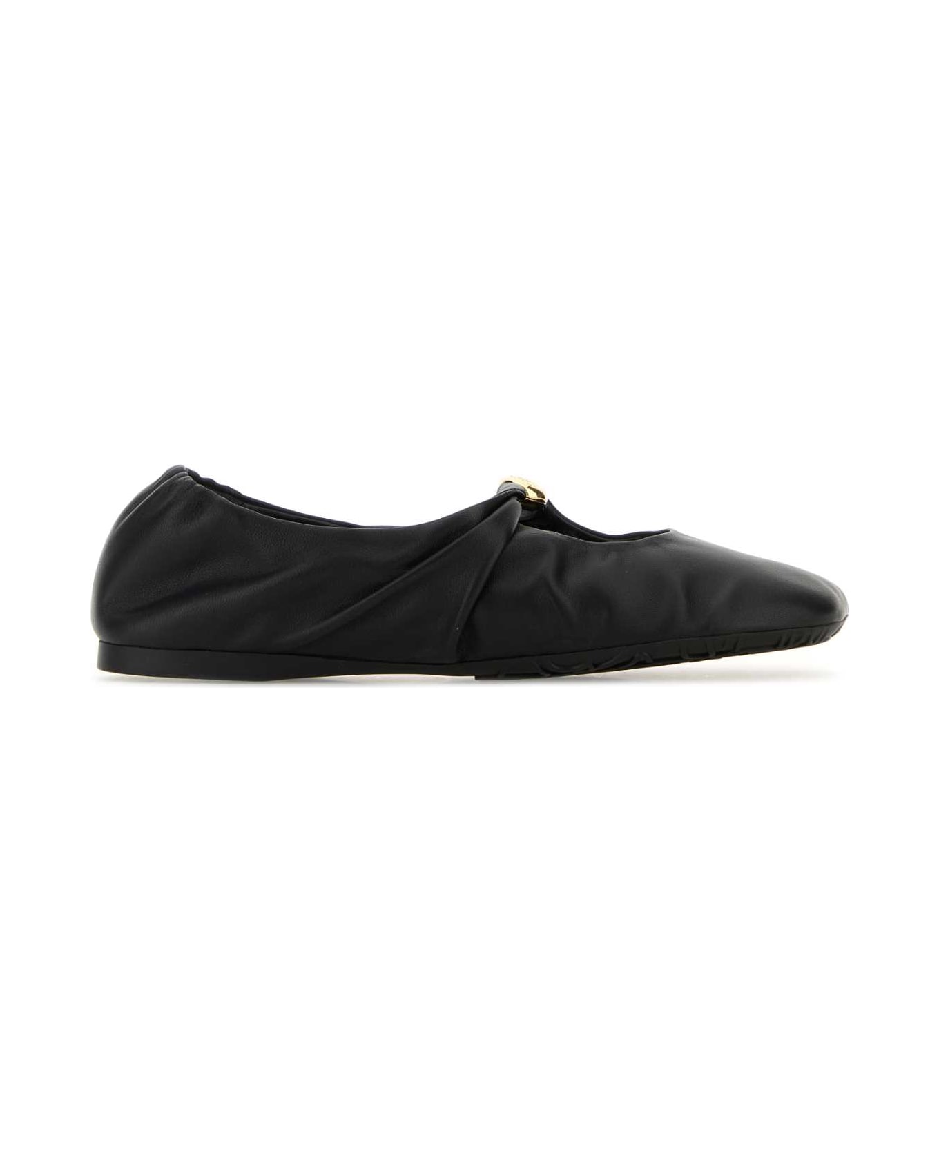 Loewe Black Nappa Leather Pebble Ballerinas - BLACK