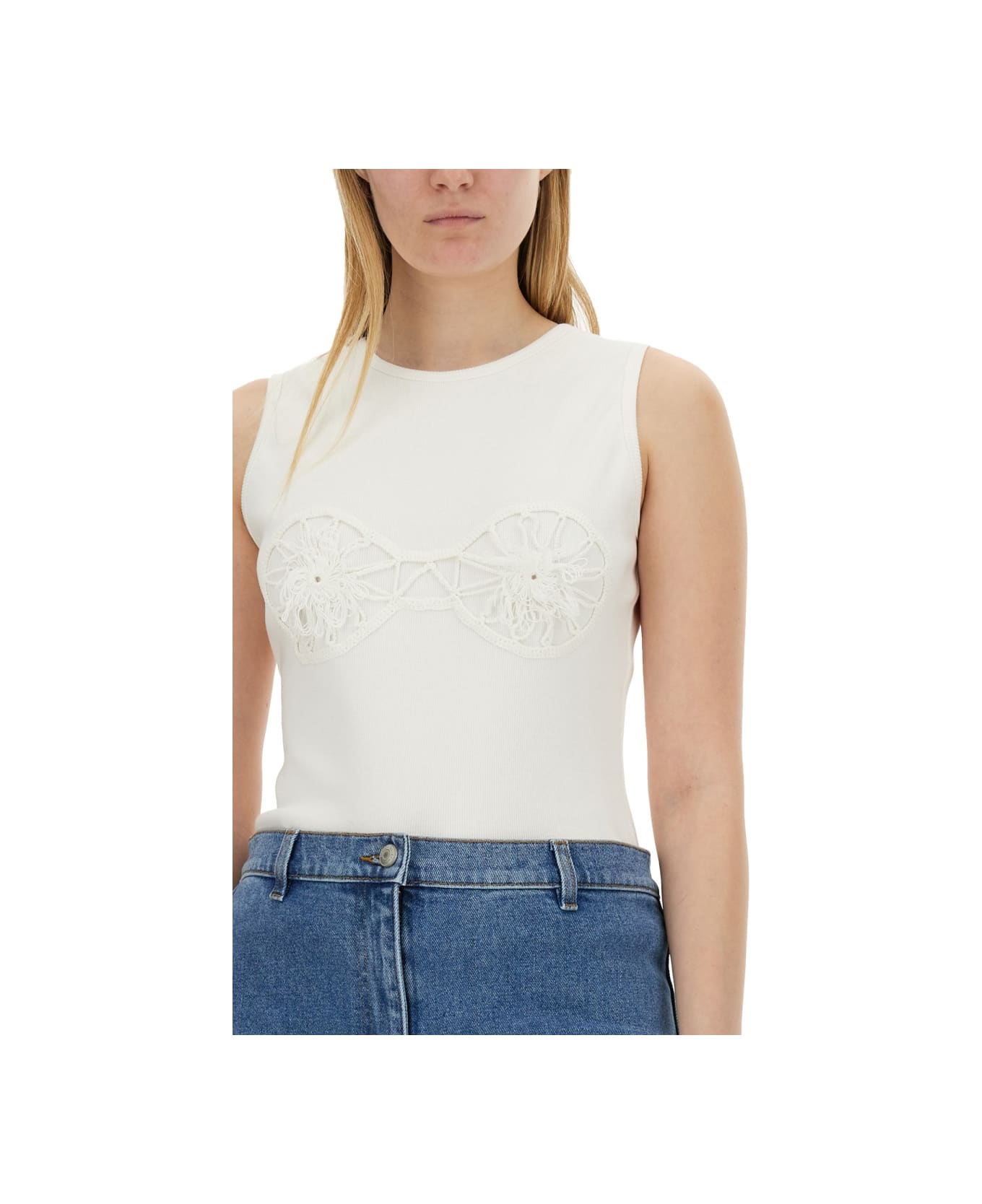 Magda Butrym T-shirt Crochet Bra - WHITE