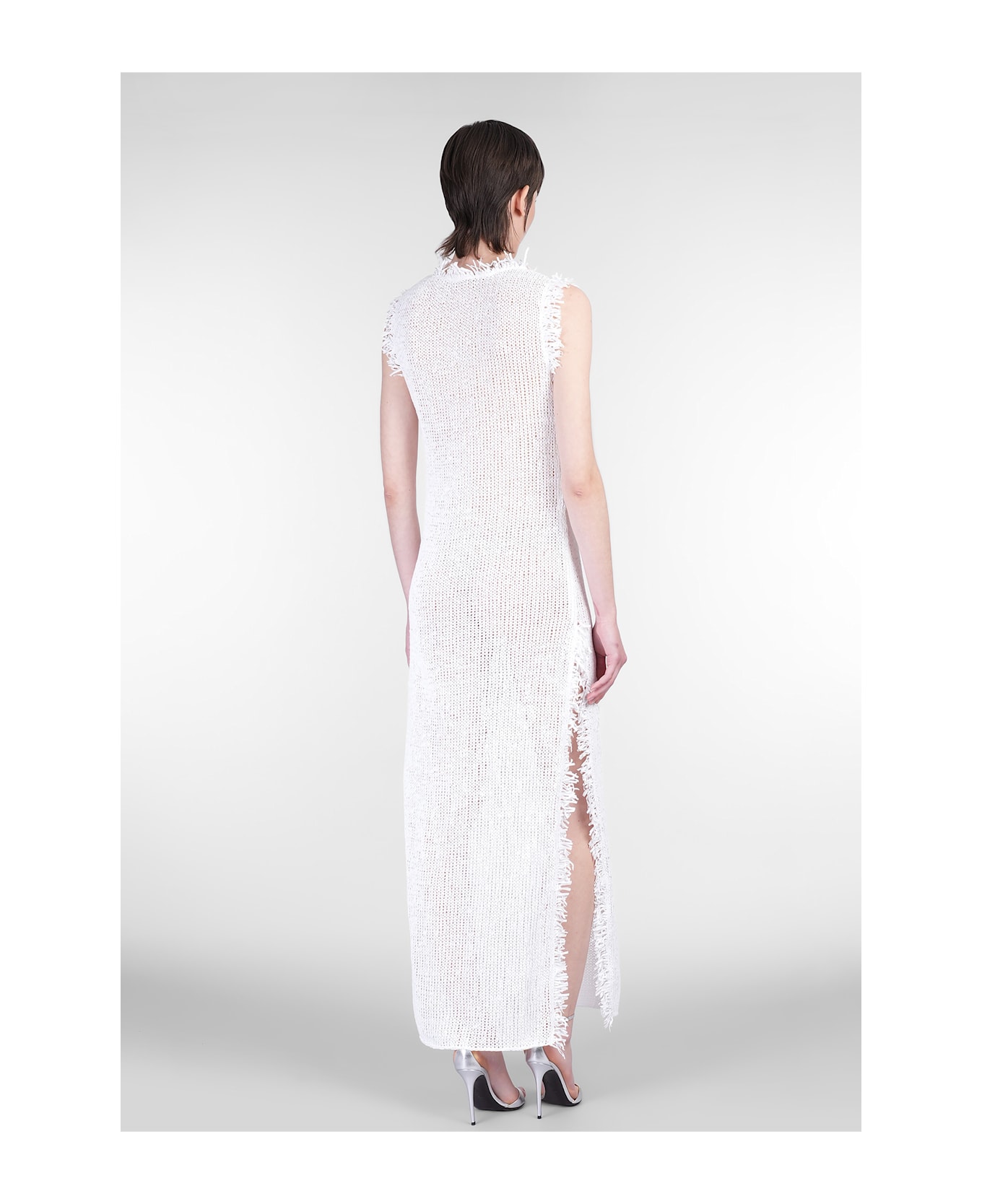 Nué Long Dress In White Polyester - white
