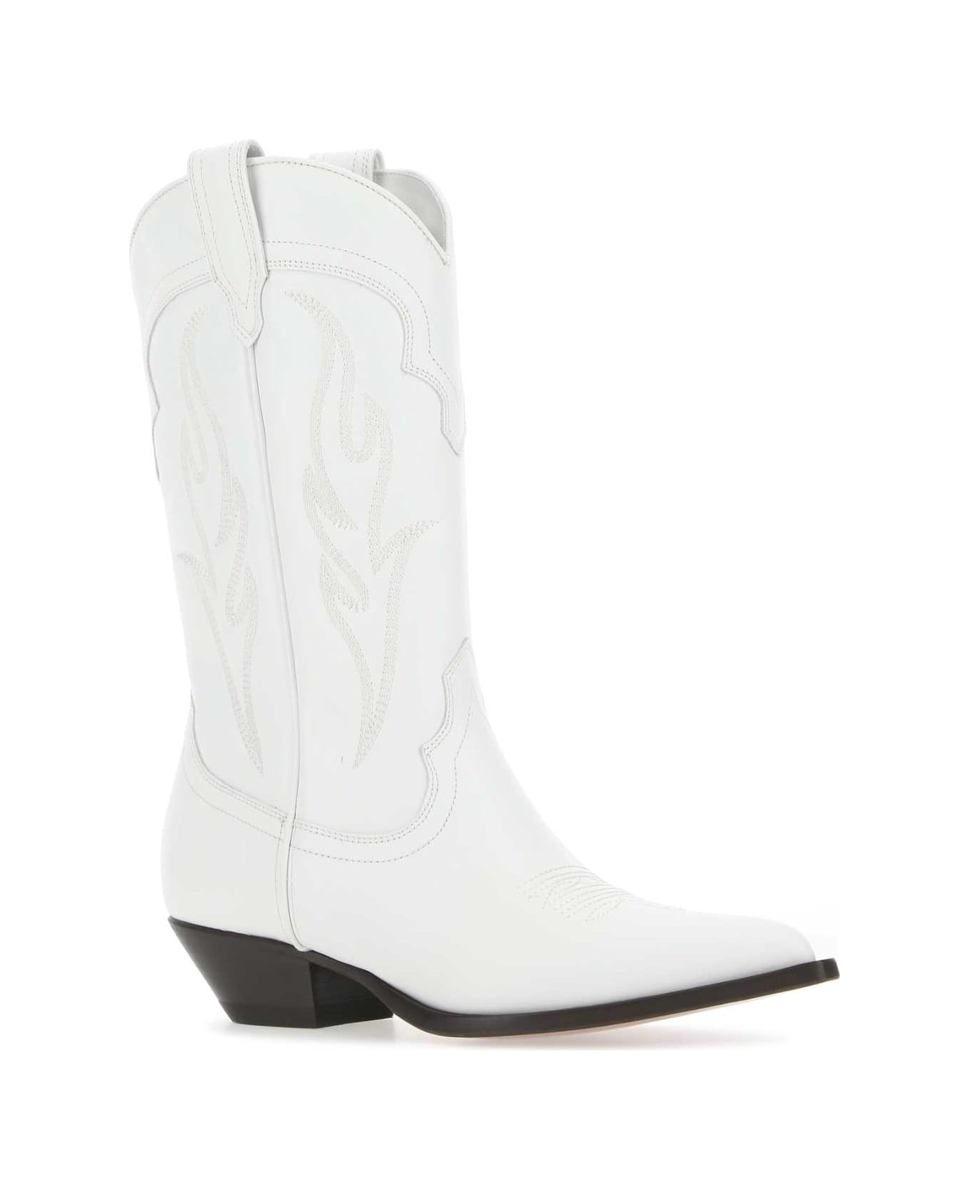 Sonora White Leather Santa Fe Ankle Boots - WHITE ブーツ