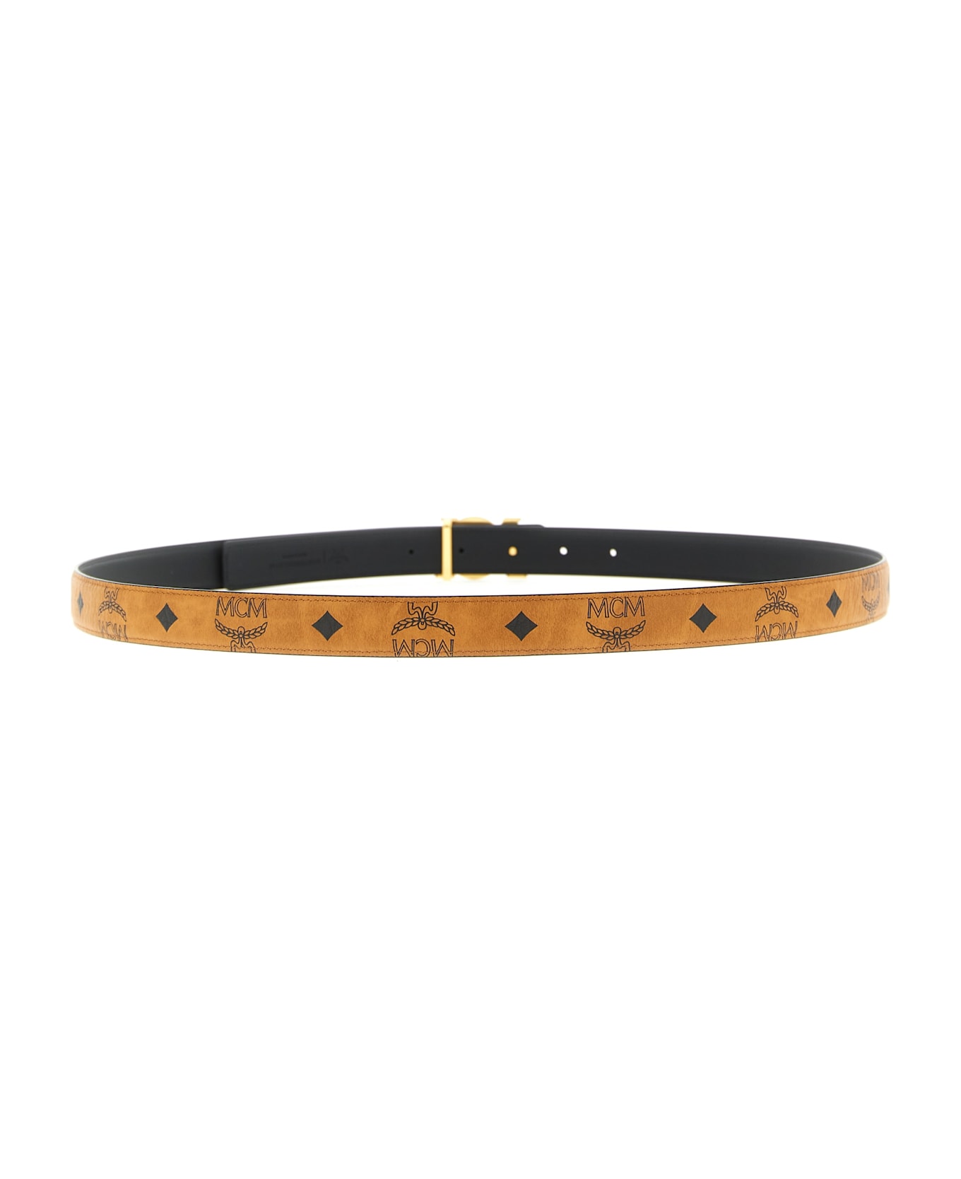MCM Logo Buckle Belt - Brown