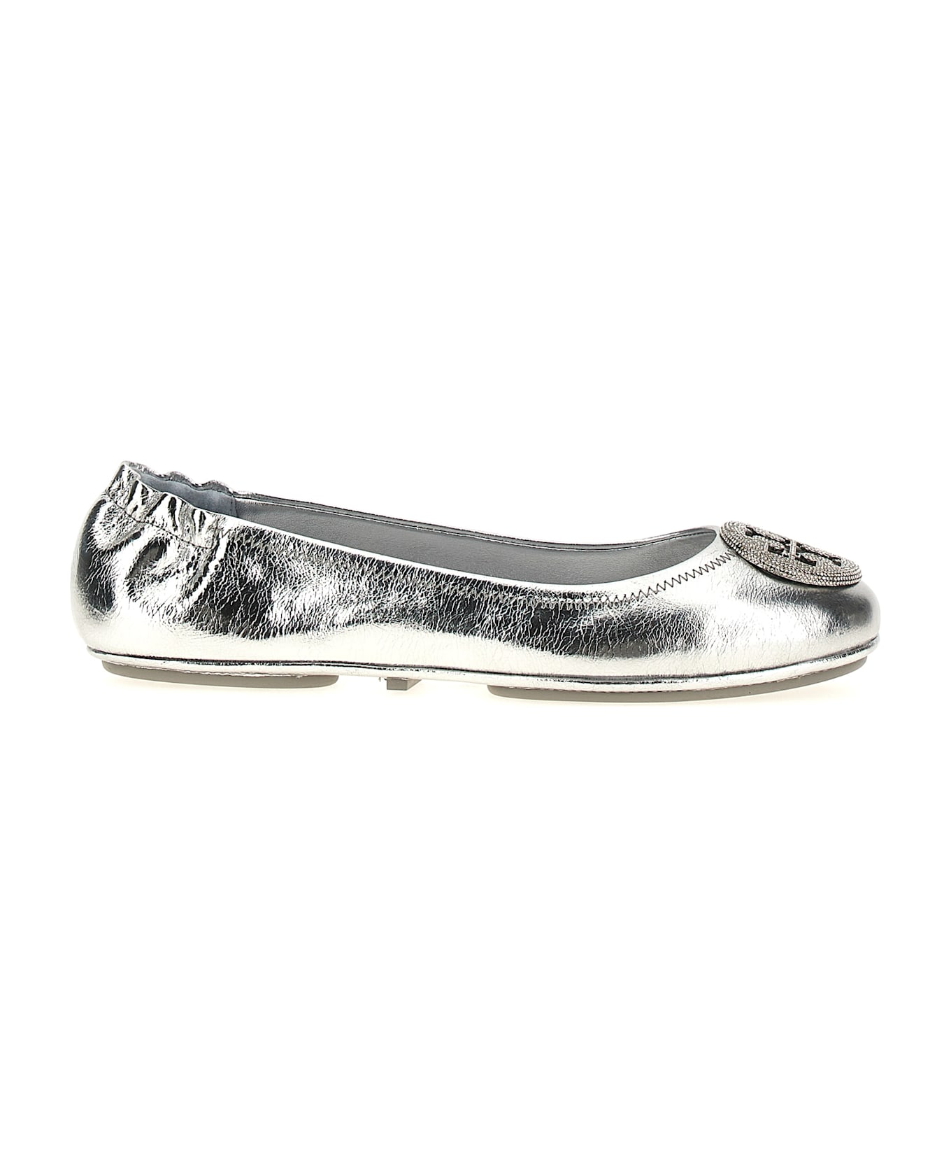 Tory Burch 'minnie Travel' Ballet Flats - Silver