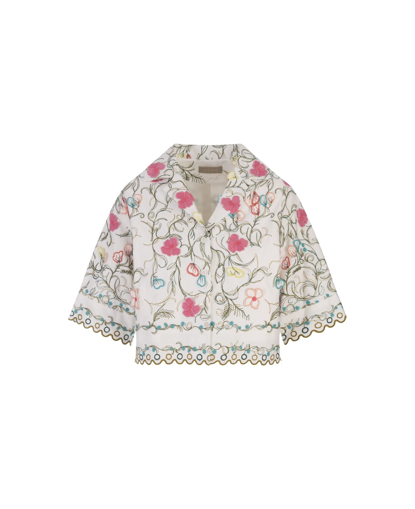 Elie Saab Cotton Embroidered Garden Jacket - Multicolour