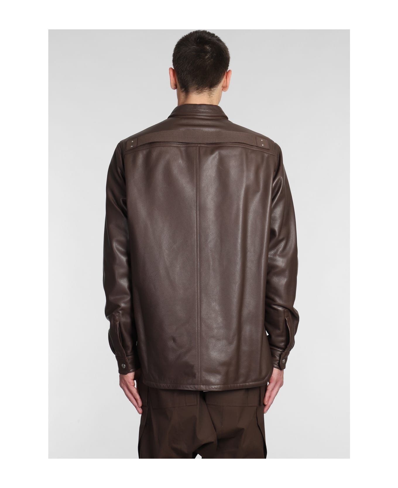 Rick Owens Casual Jacket In Brown Leather - Brown