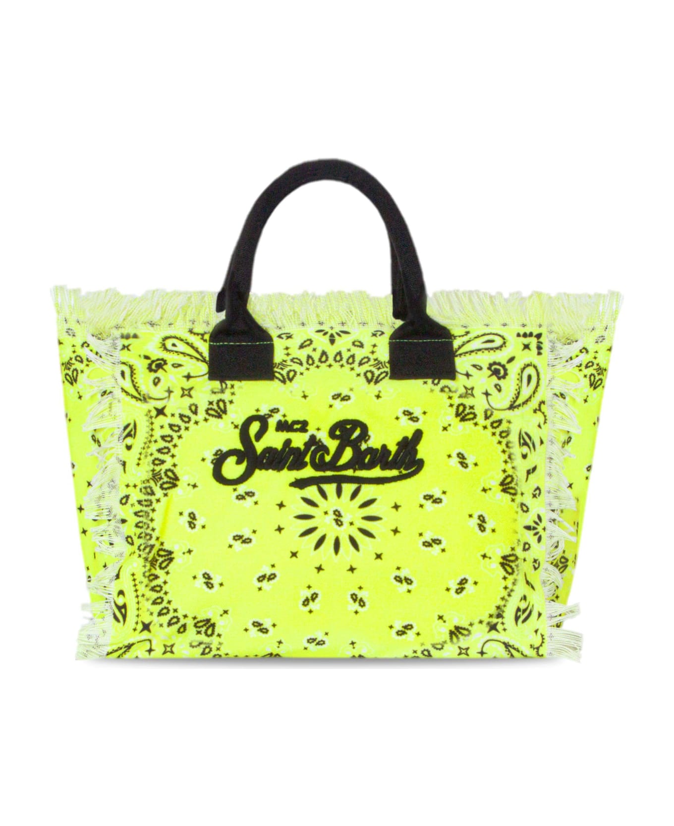 MC2 Saint Barth Vanity Canvas Shoulder Bag With Fluo Yellow Bandanna Print - YELLOW