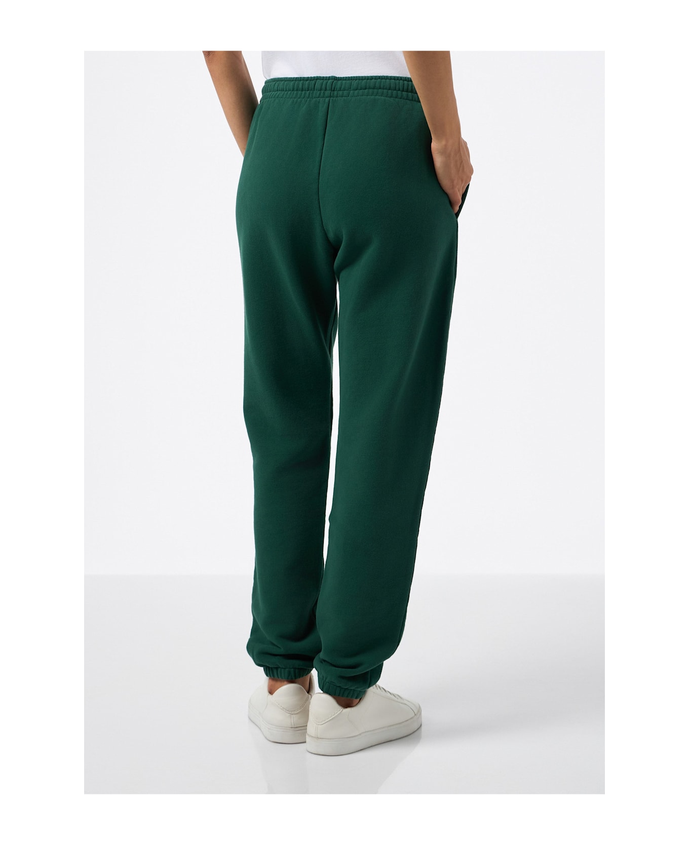 MC2 Saint Barth Woman British Green Cotton Fleece Jogger Pants Odalys - APPLE GREEN