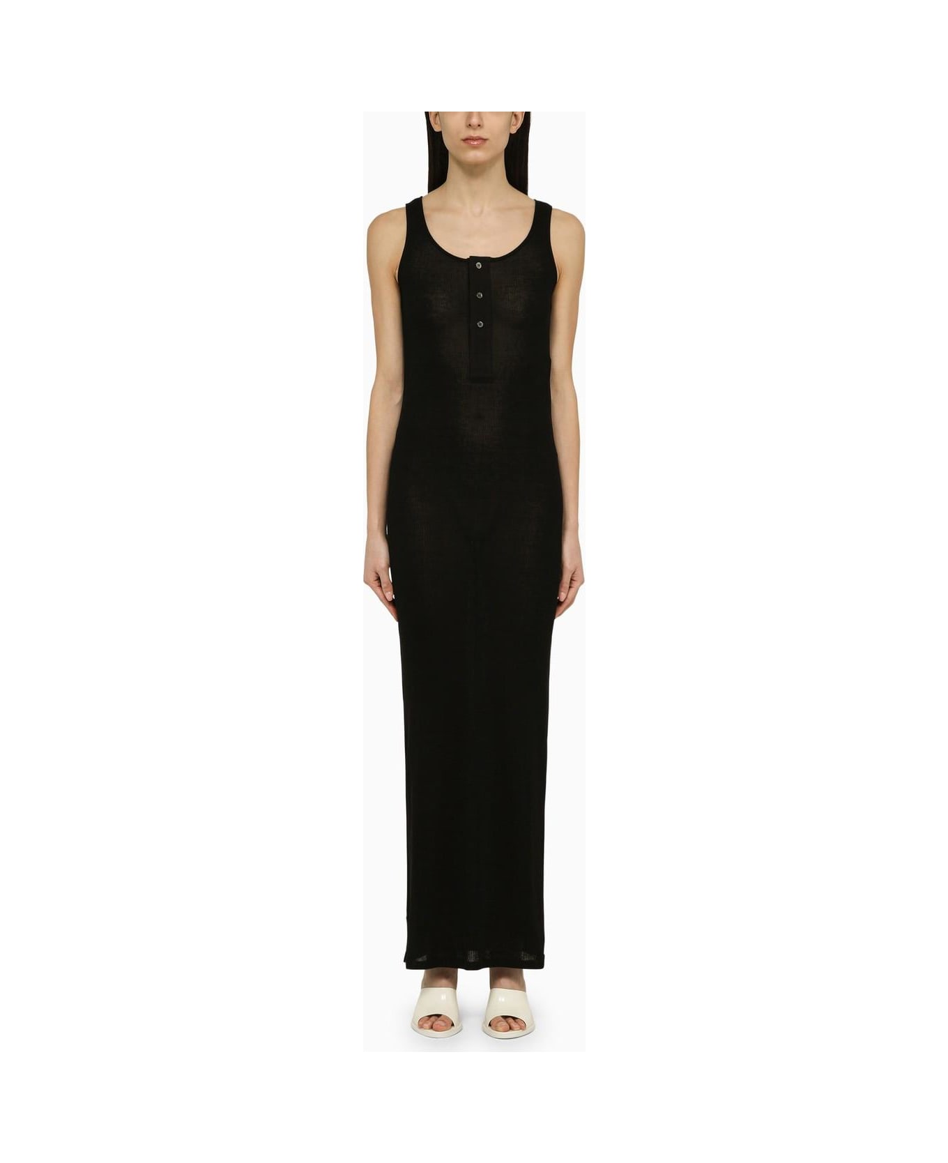 Ami Alexandre Mattiussi Black Cotton Long Dress With Buttons - Black ワンピース＆ドレス