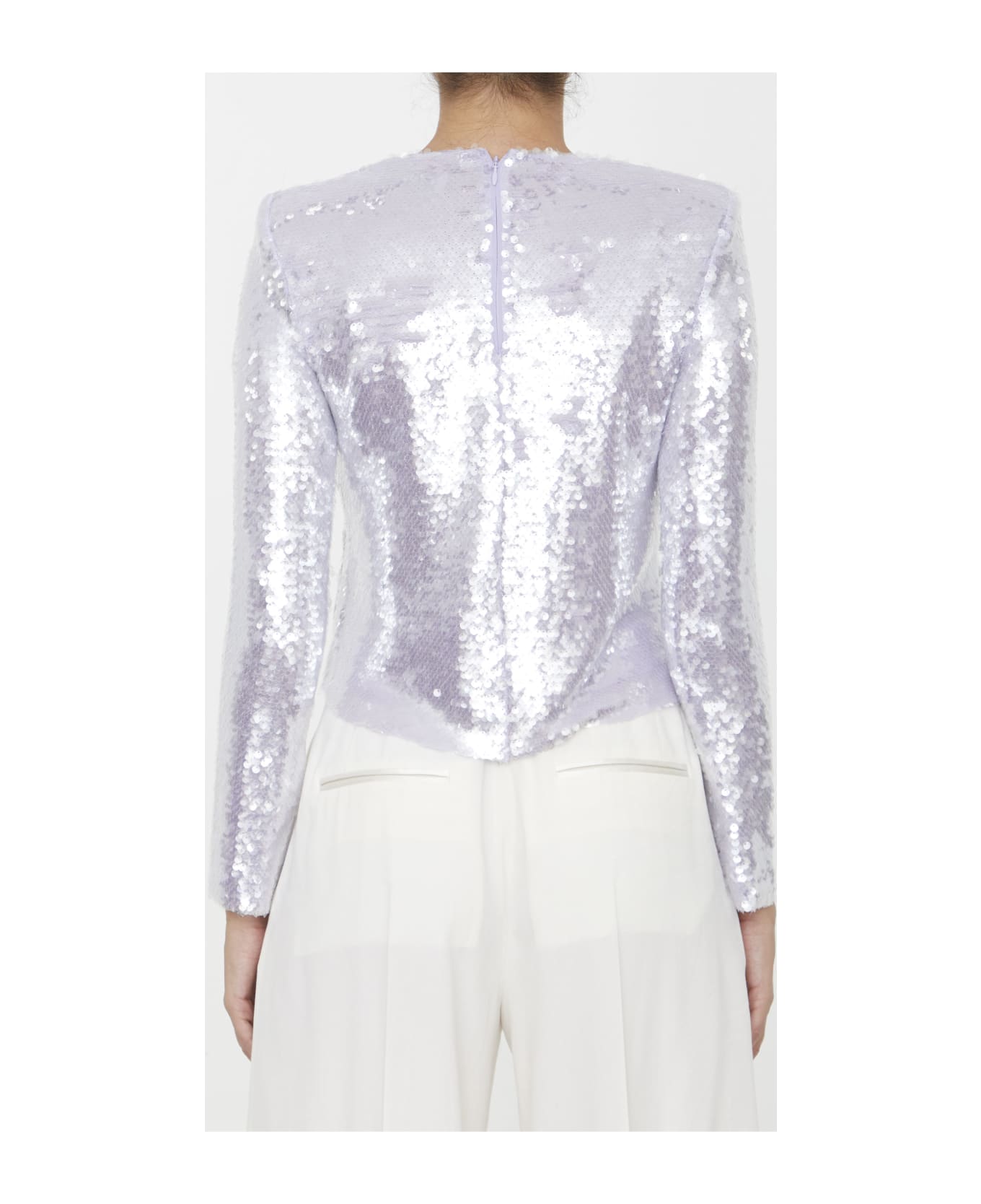 self-portrait Sequined Top - LILAC