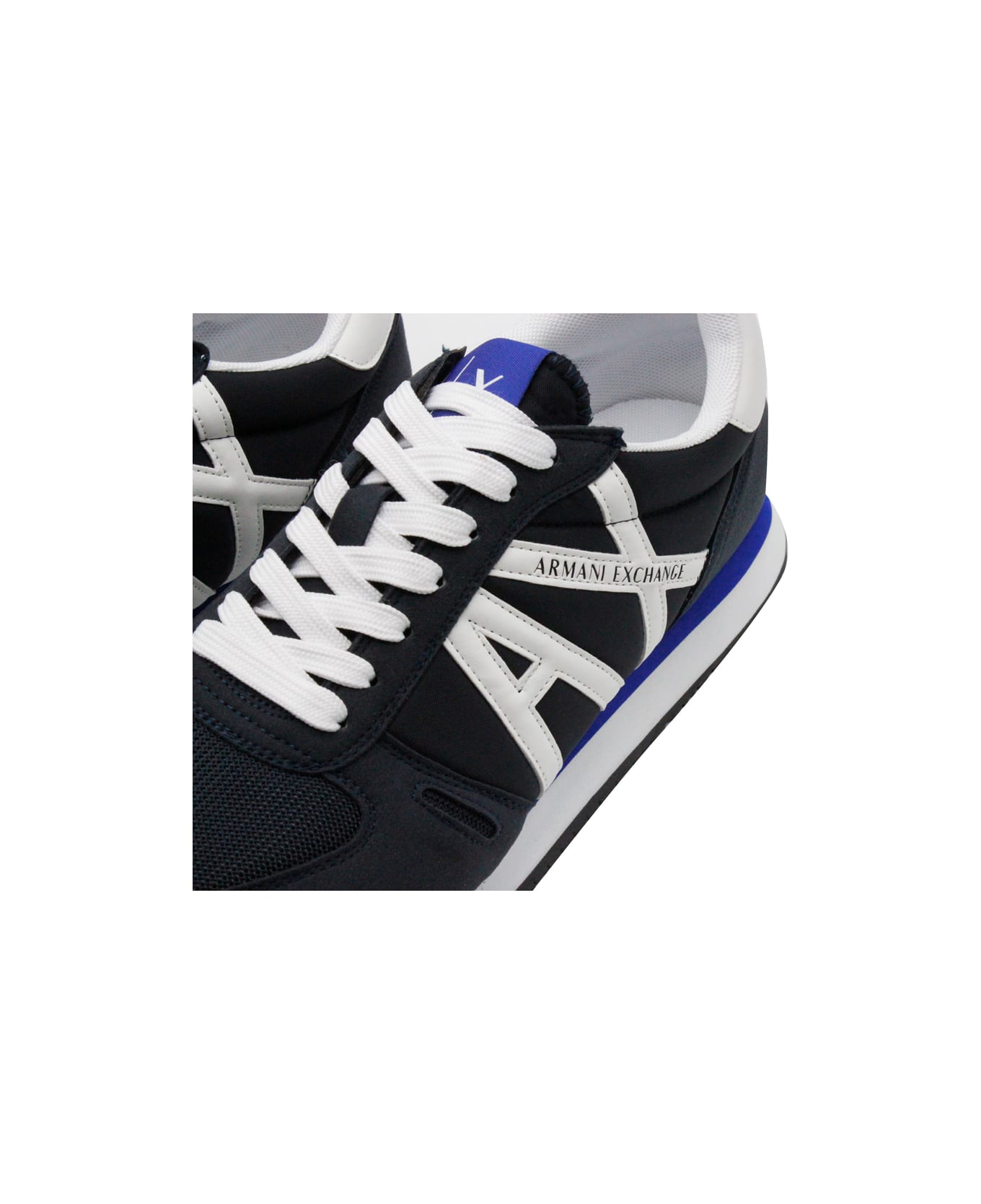 Armani Collezioni Light Sneaker In Technical Fabric And Suede With Logo On The Side - Blue