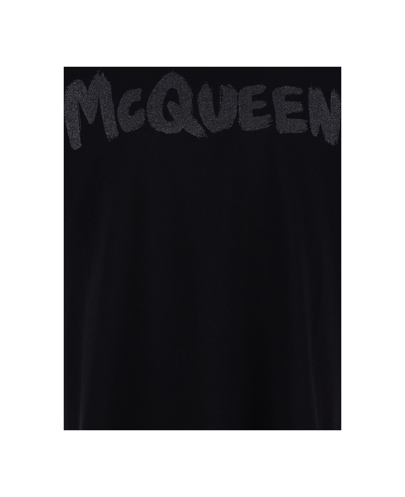 Alexander McQueen Black T-shirt With Glitter Logo Print In Cotton Man - Black シャツ