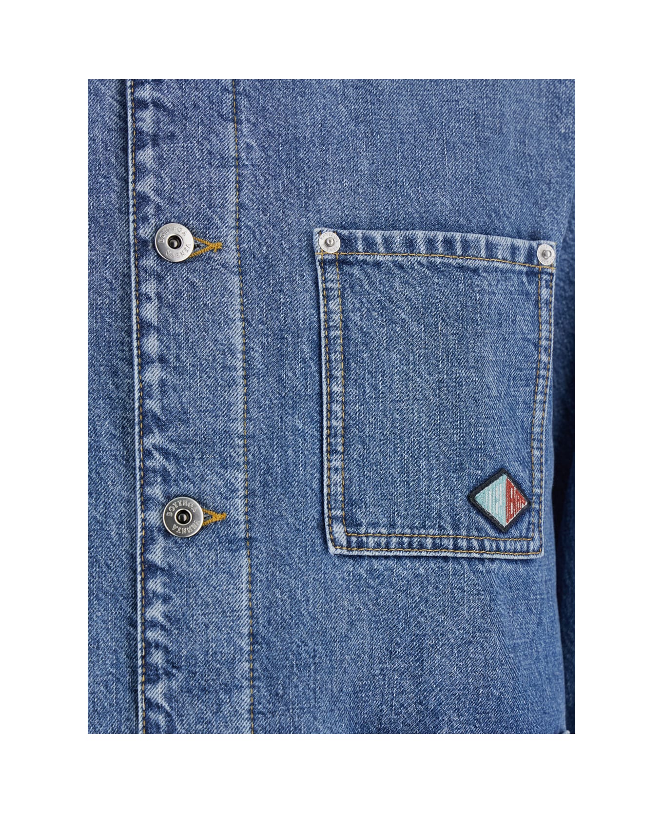 Bottega Veneta Blue Jacket With Suede Collar And Logo Patch In Denim Woman - Blu