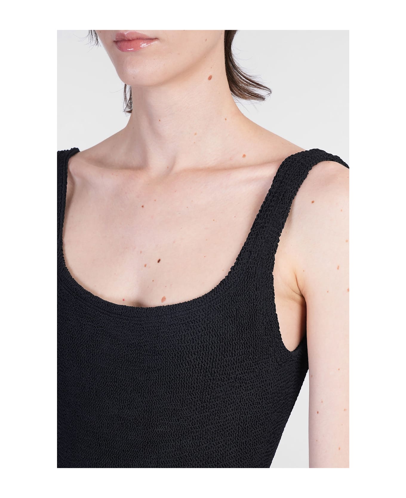 Hunza G Square Neck Swim Beachwear In Black Polyamide - black