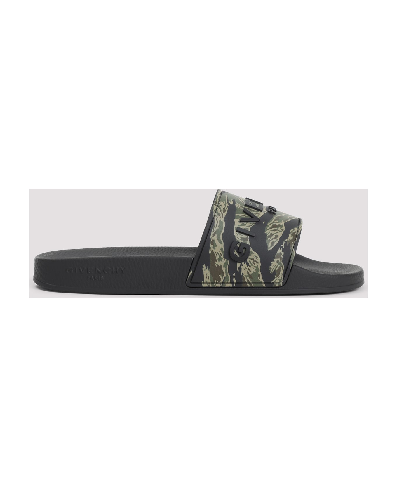 Givenchy Slide Flat Sandals - Black Khaki