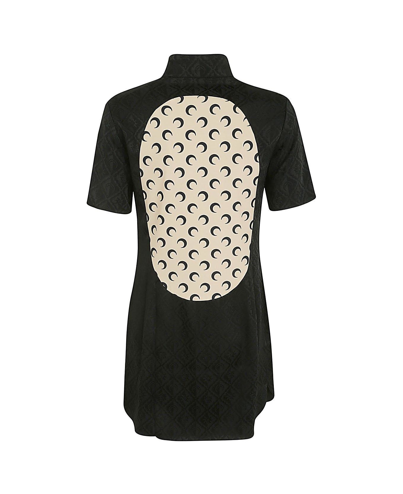 Marine Serre Moon Diamant-jacquard Panel-detailed Mini Dress - BLACK ワンピース＆ドレス