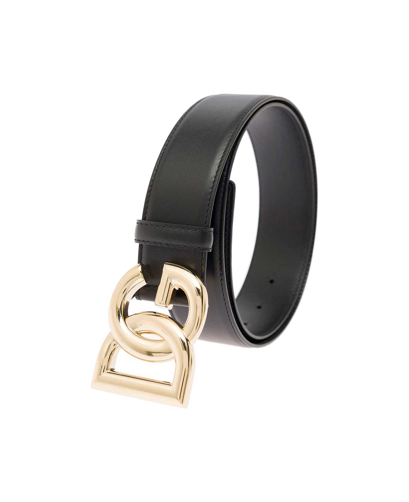 Dolce & Gabbana Woman's Black Leather Belt And  Logo Buckle - Black ベルト