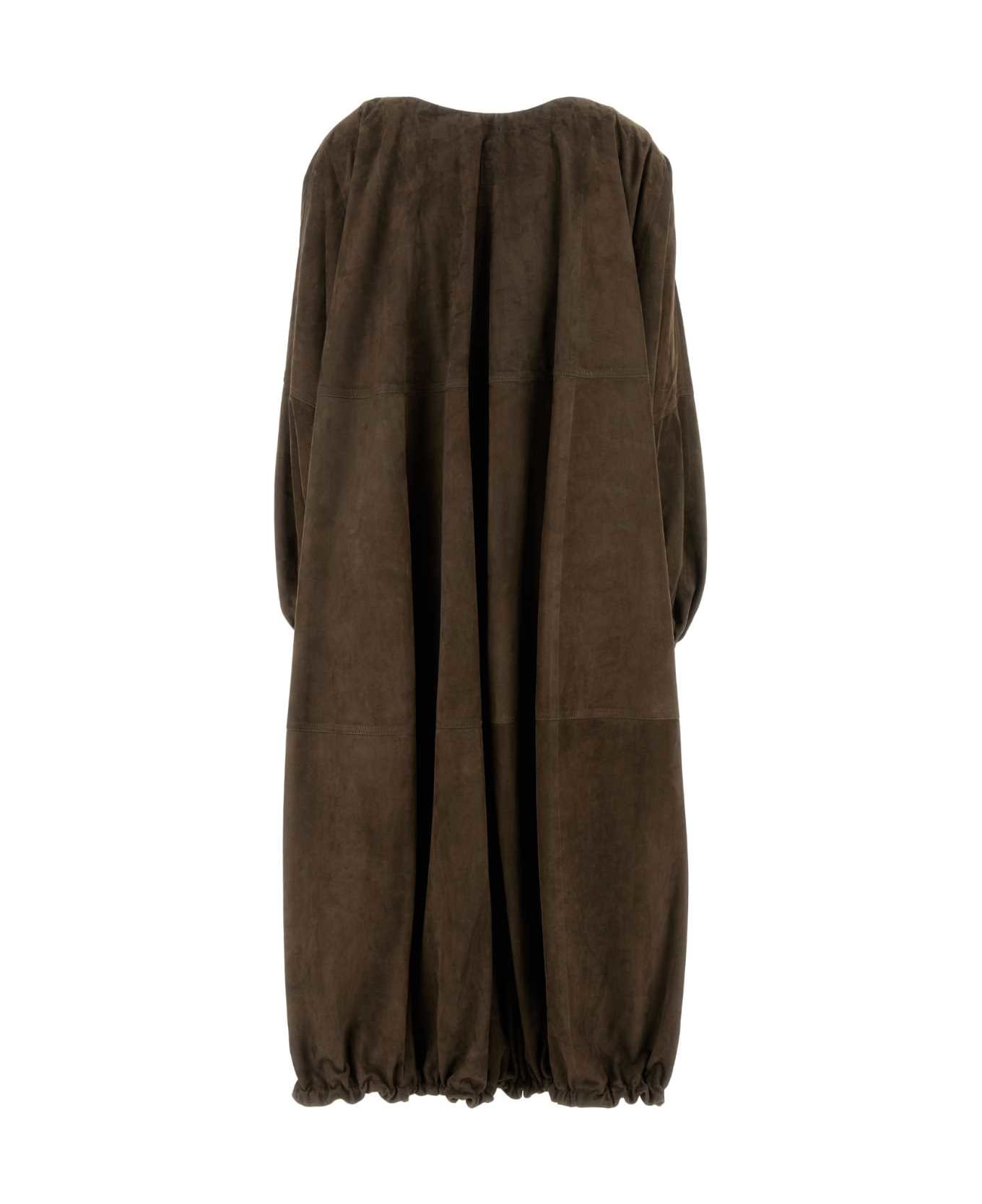 Ferragamo Brown Suede Overcoat - CONCRETE