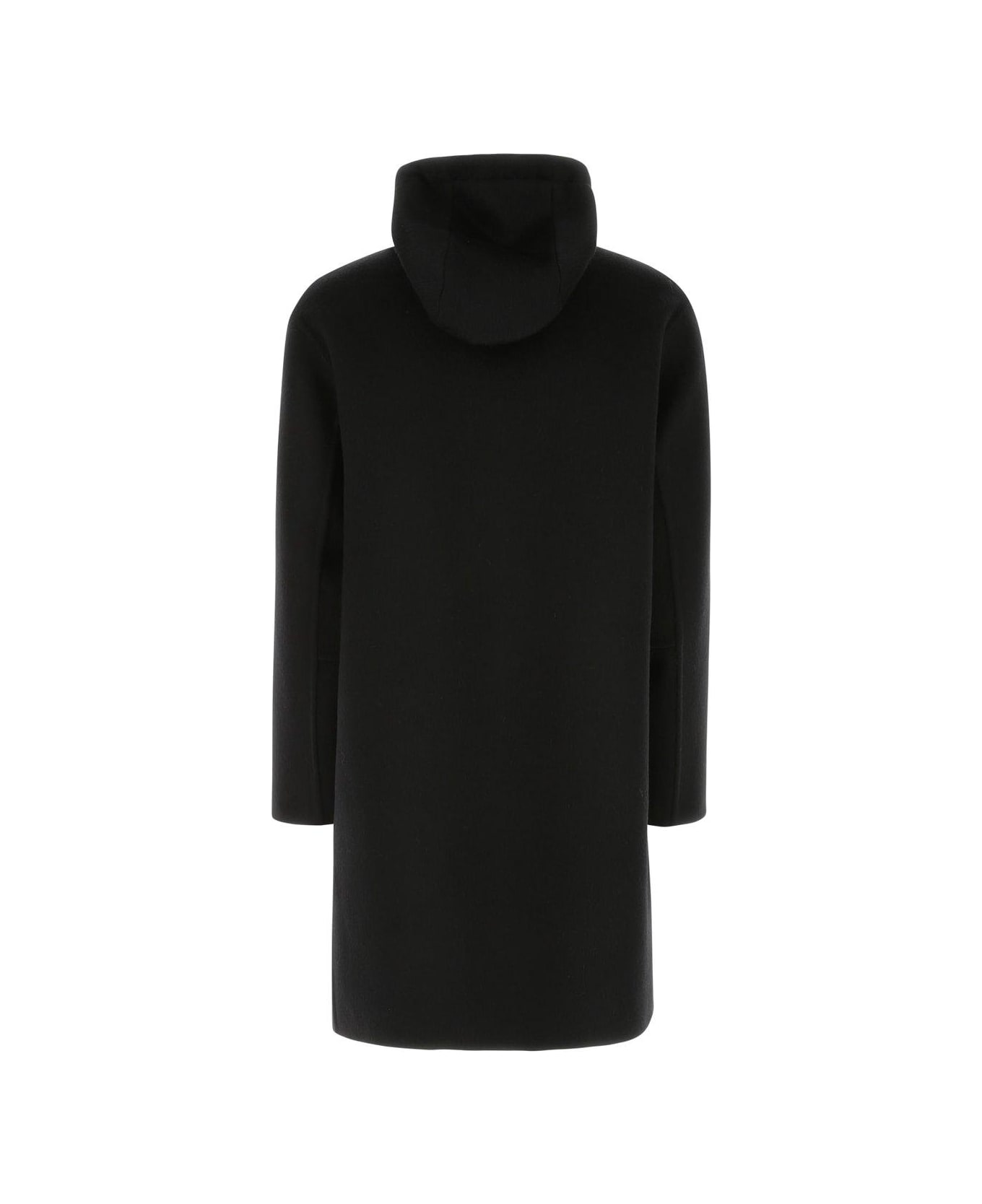Bottega Veneta Double Face Brushed Hooded Coat - Black