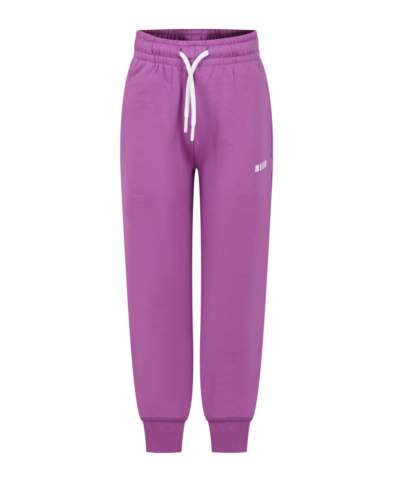MSGM Lilac Trousers For Girl With Logo - Lilla